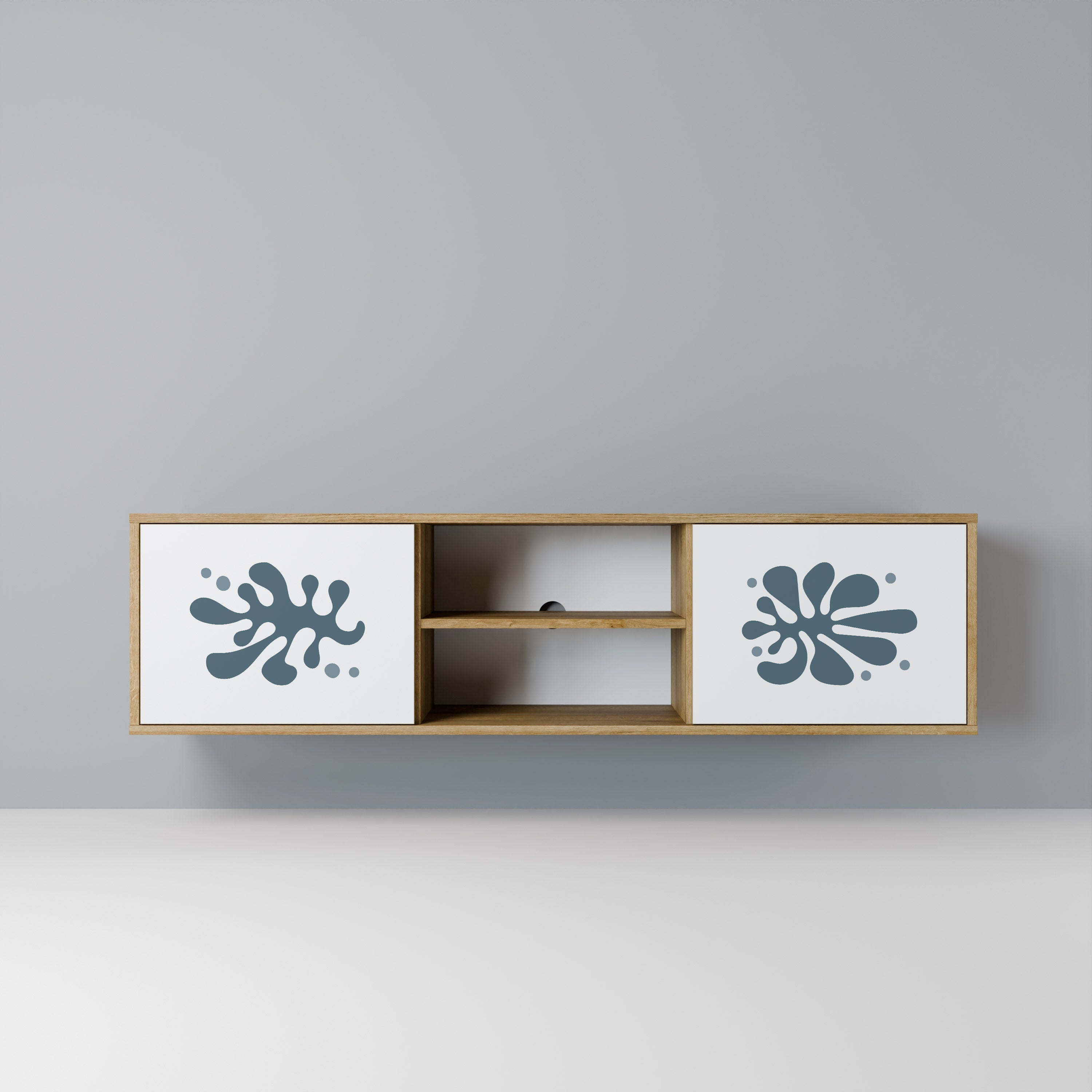 Meuble TV 2 portes WONDERLAND VEGETATION effet chêne