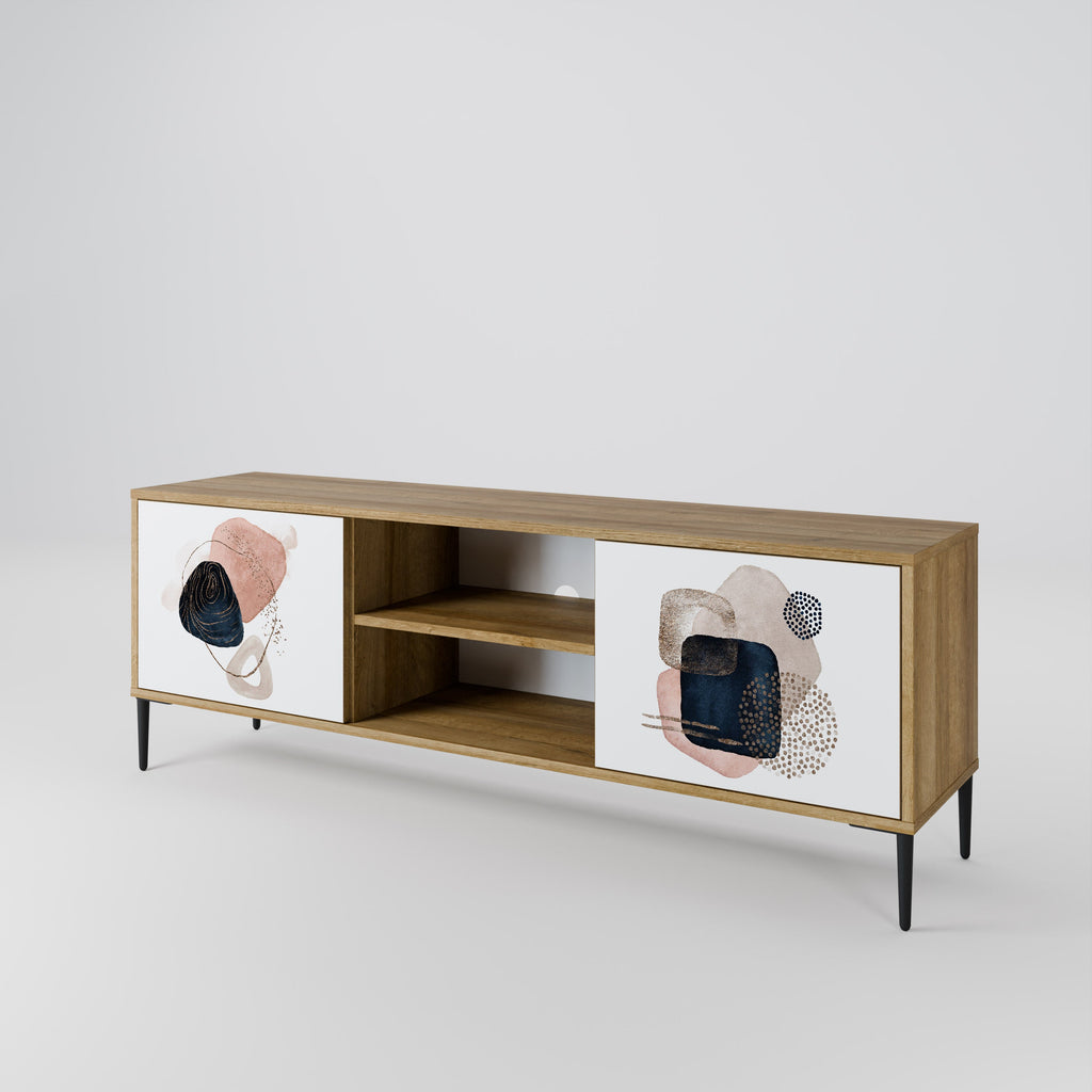 Meuble TV 2 portes COLORFUL SHAPES effet chêne