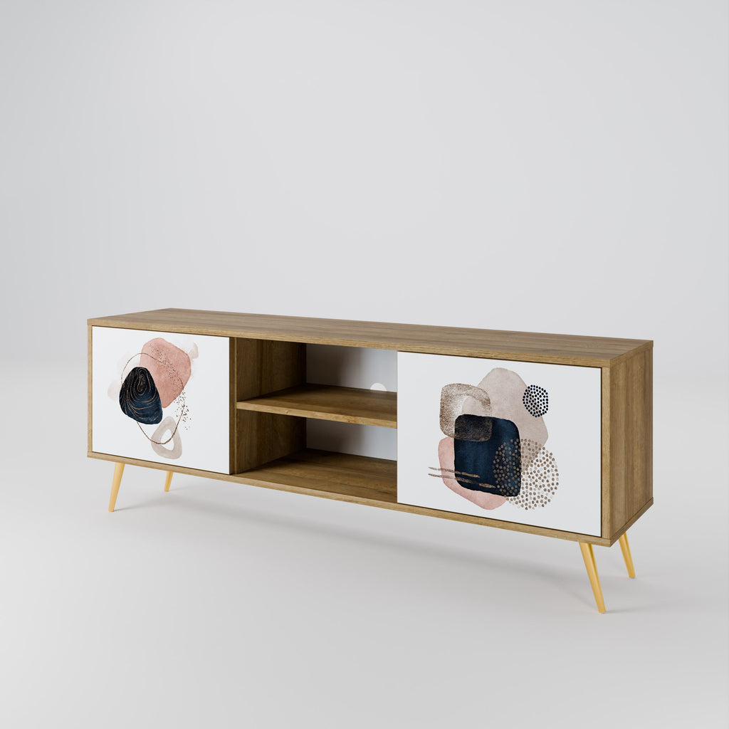Meuble TV 2 portes COLORFUL SHAPES effet chêne