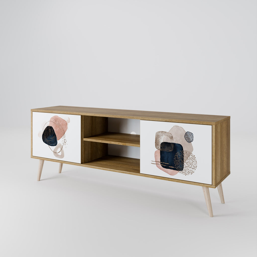 Meuble TV 2 portes COLORFUL SHAPES effet chêne