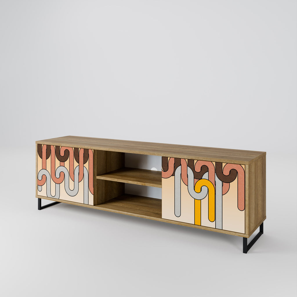 Meuble TV 2 portes COLORFUL STRINGS effet chêne
