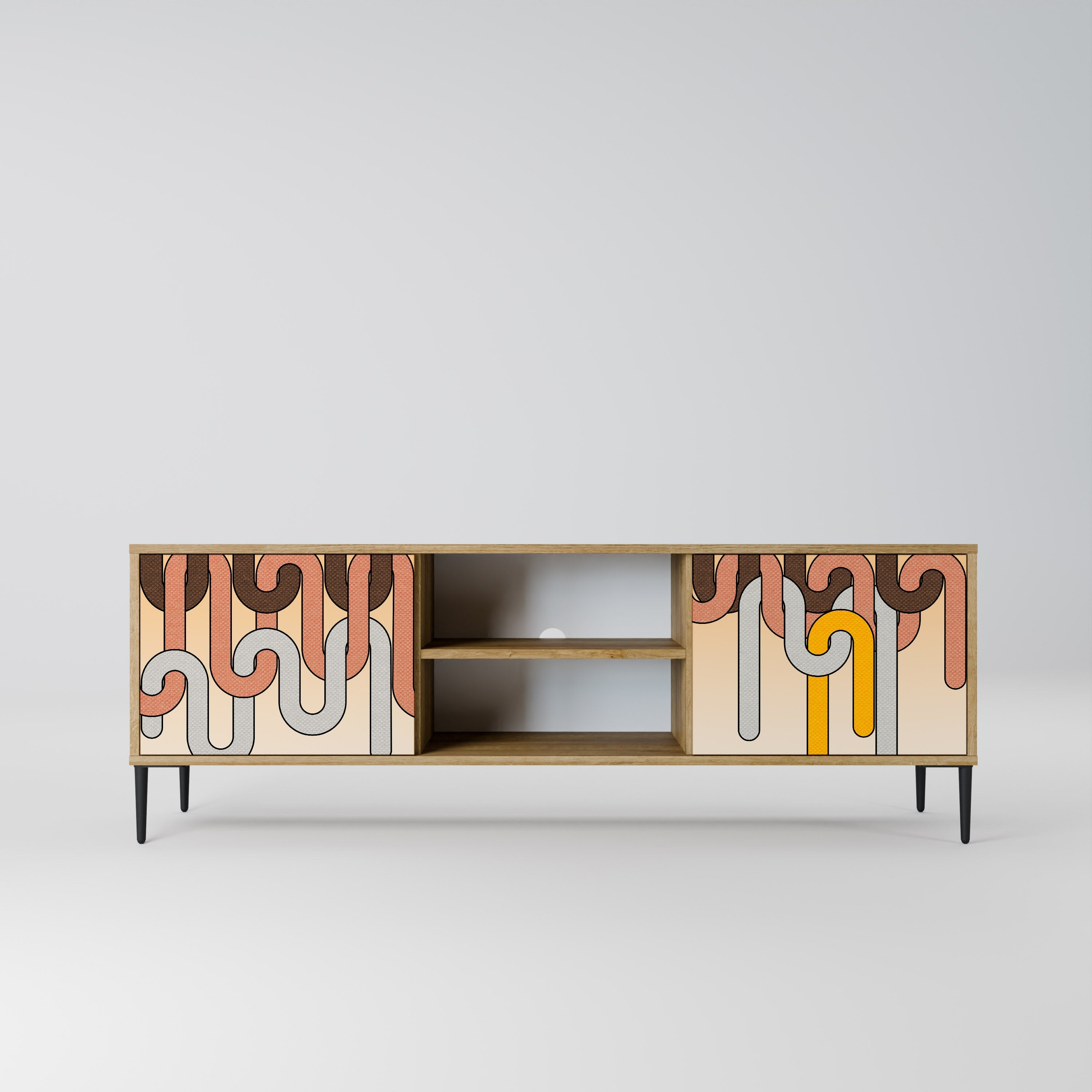 Meuble TV 2 portes COLORFUL STRINGS effet chêne