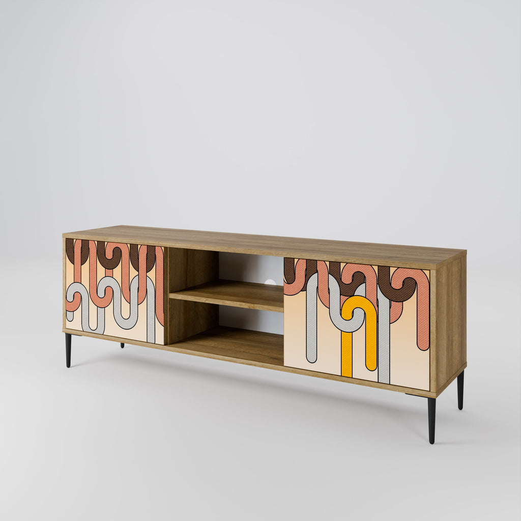 Meuble TV 2 portes COLORFUL STRINGS effet chêne
