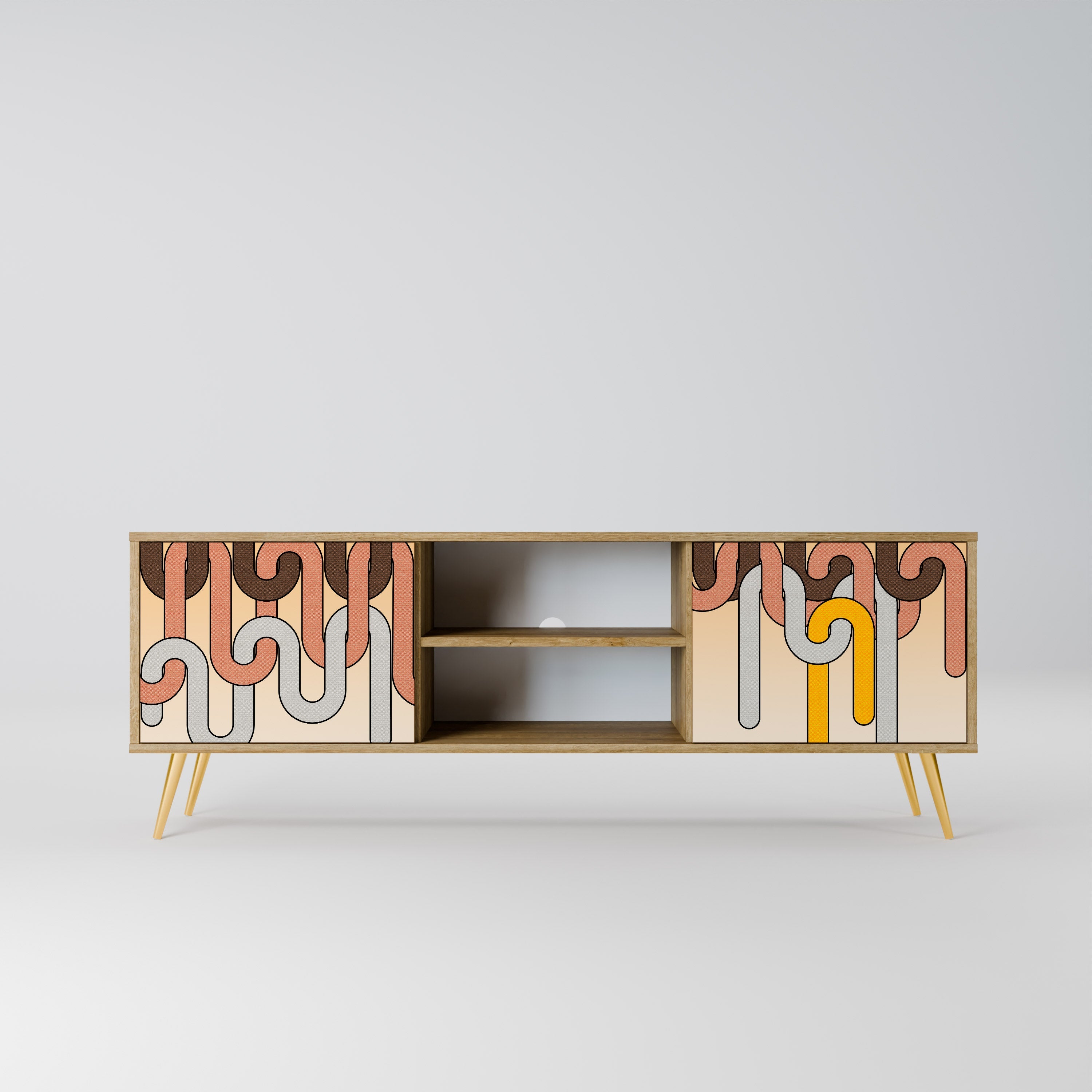 Meuble TV 2 portes COLORFUL STRINGS effet chêne