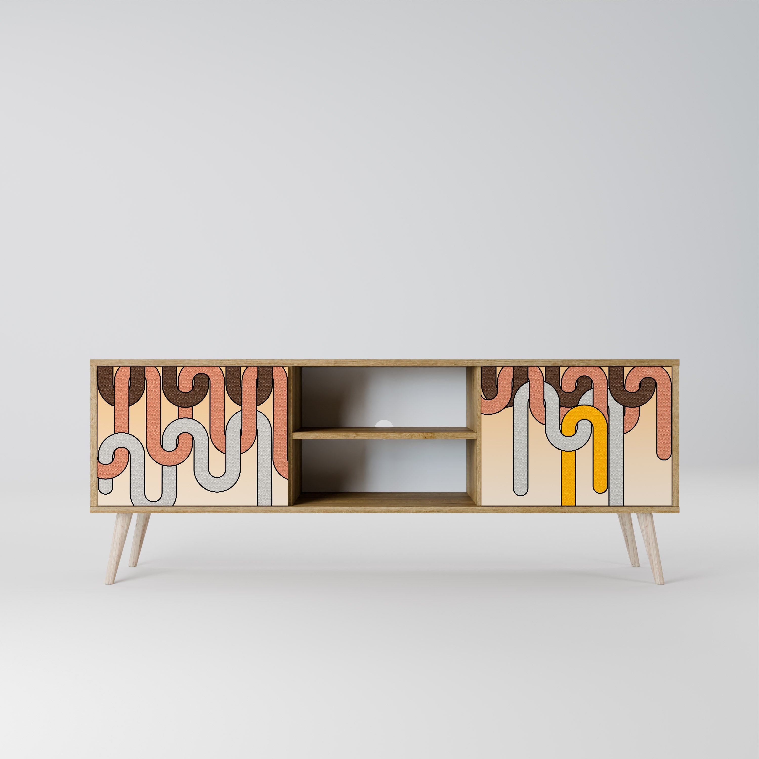 Meuble TV 2 portes COLORFUL STRINGS effet chêne