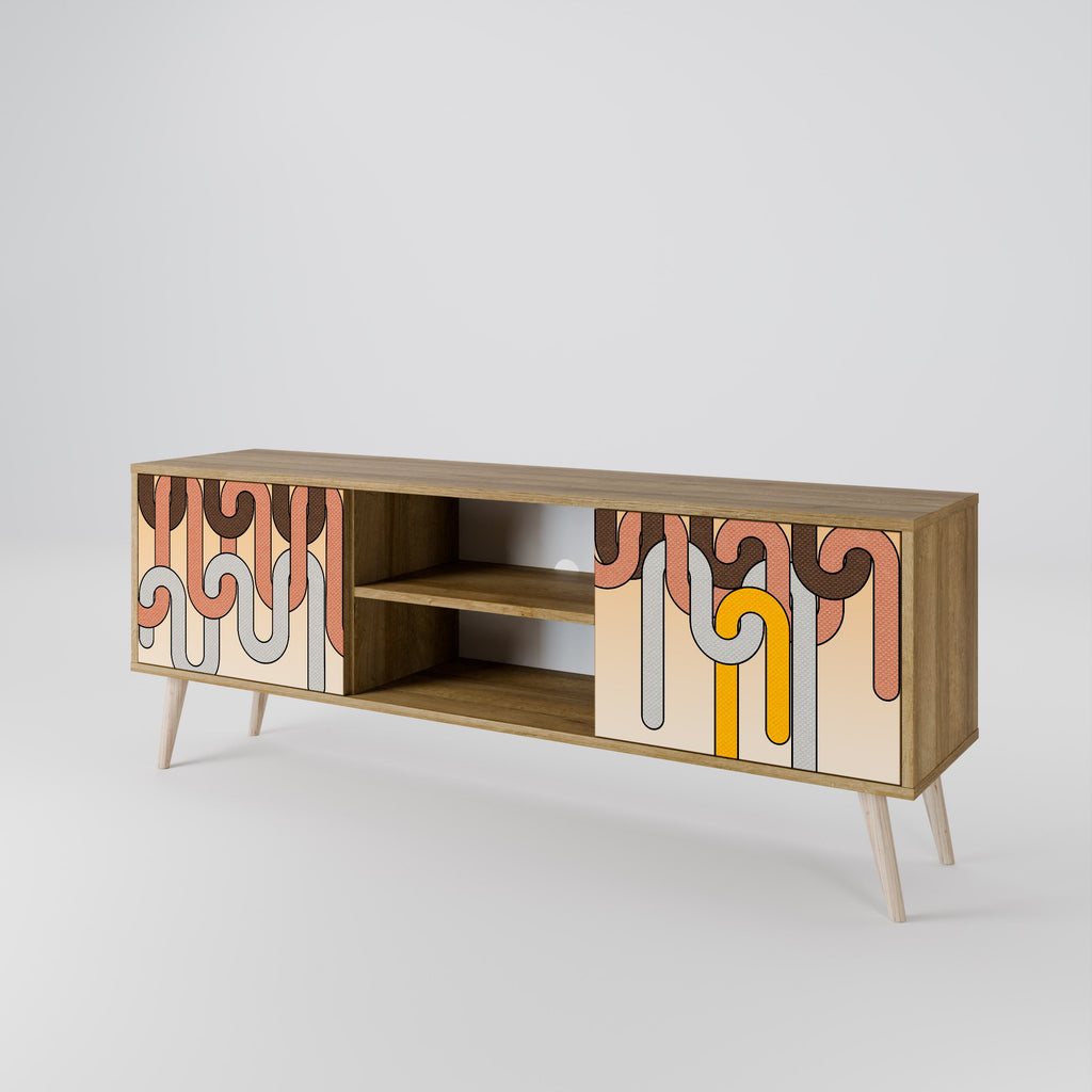 Meuble TV 2 portes COLORFUL STRINGS effet chêne