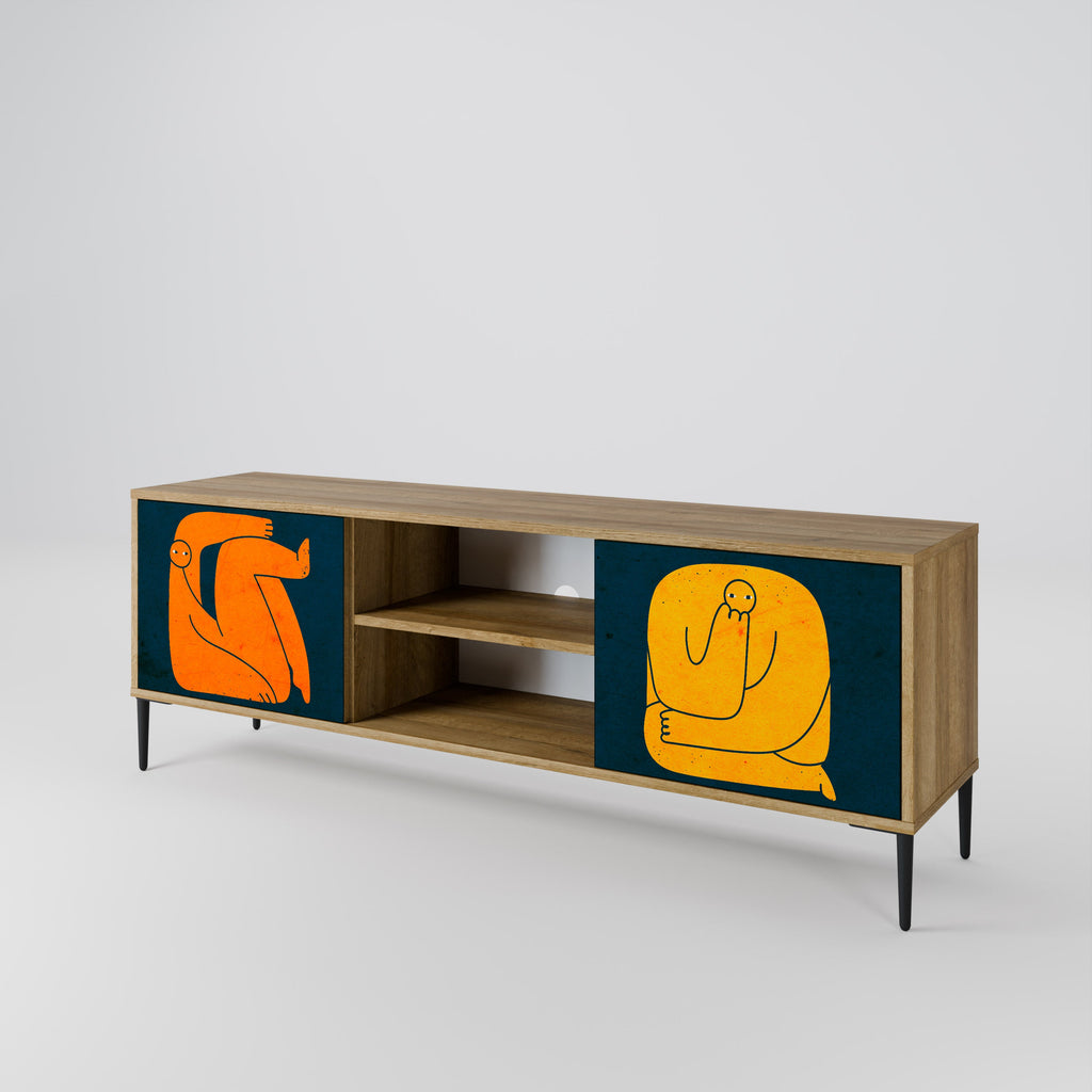 Meuble TV 2 portes TOGETHER MAIS SÉPARÉMENT effet chêne