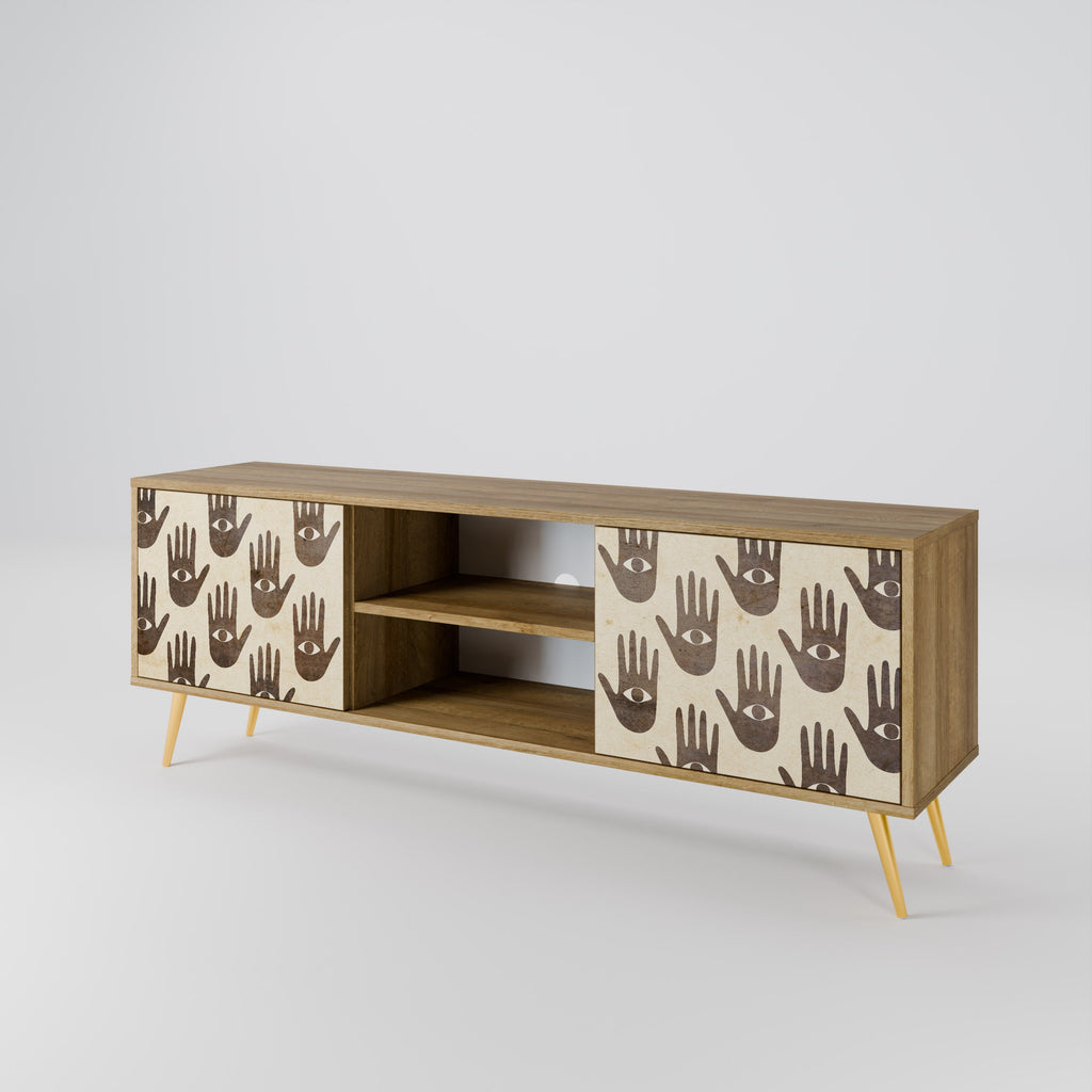 VOIR PLUS Meuble TV 2 portes effet chêne