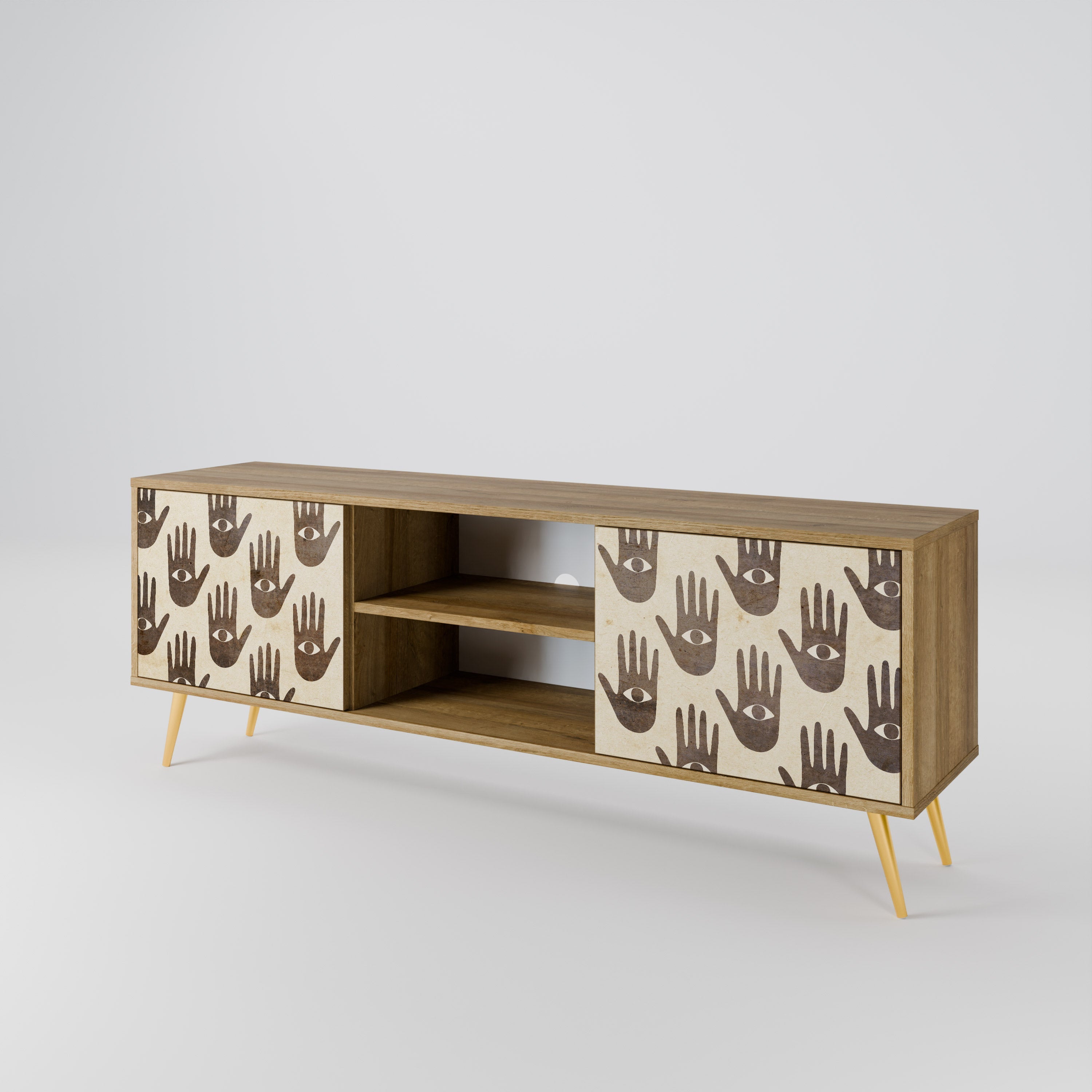 VOIR PLUS Meuble TV 2 portes effet chêne