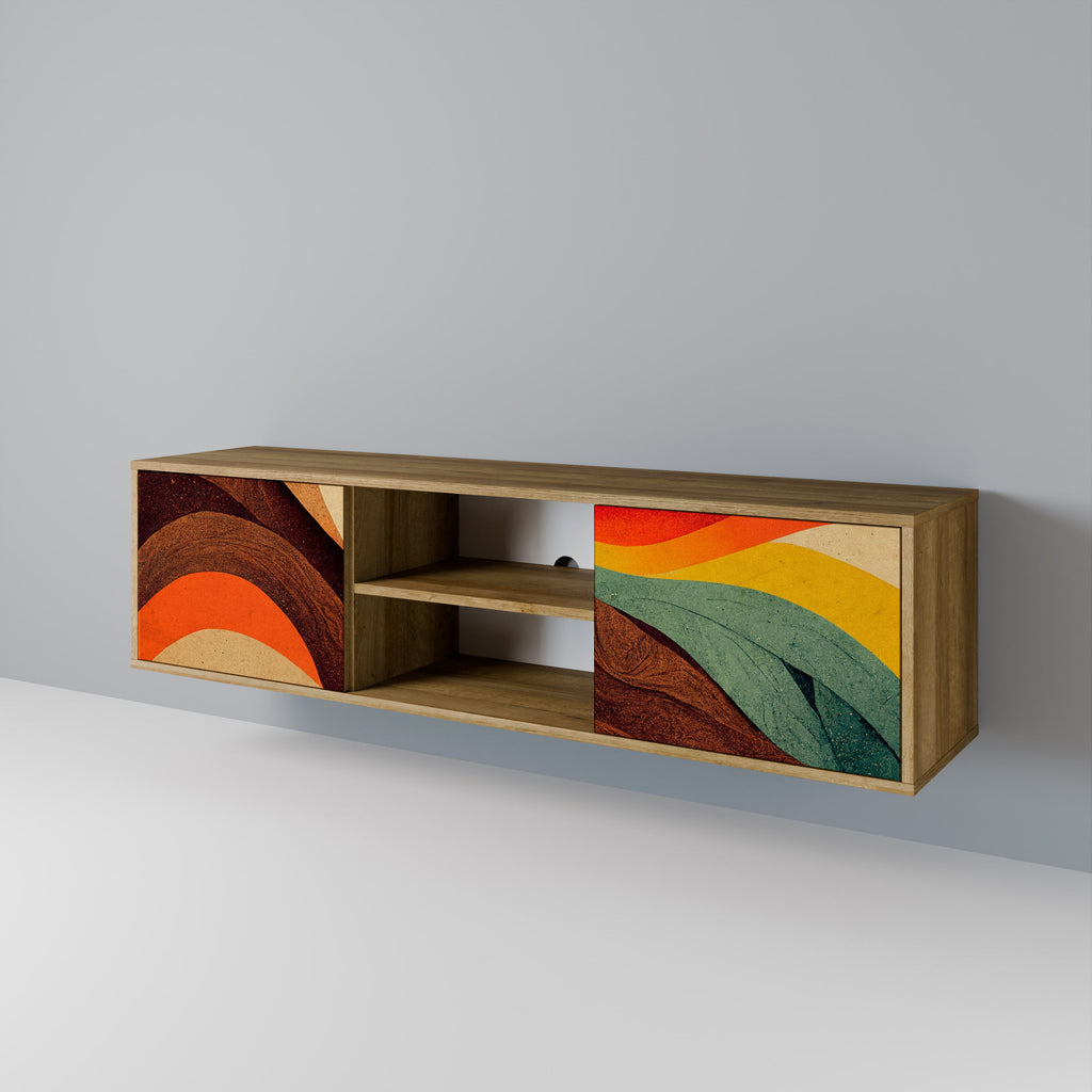 Meuble TV 2 portes COLORFUL STRANDS effet chêne