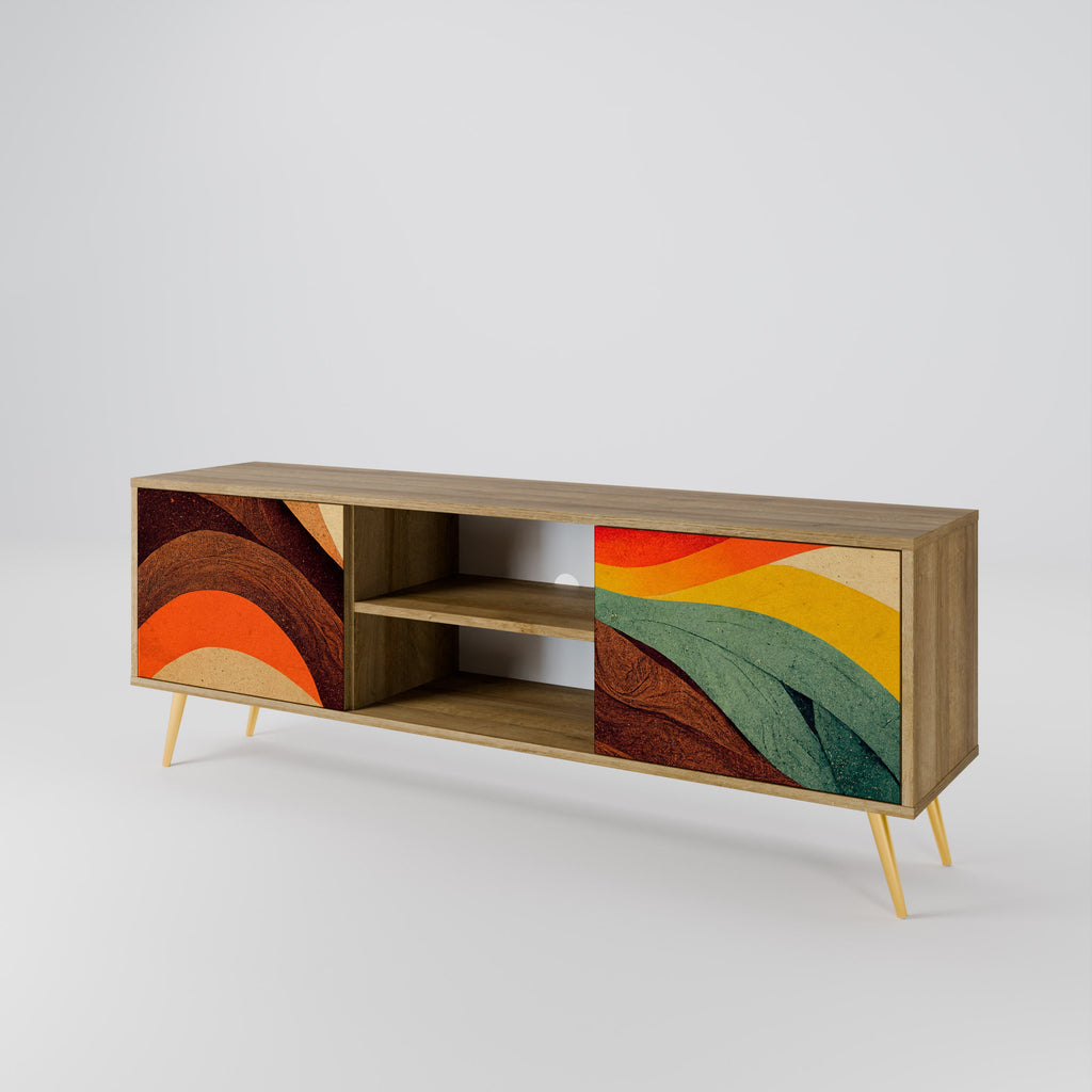Meuble TV 2 portes COLORFUL STRANDS effet chêne