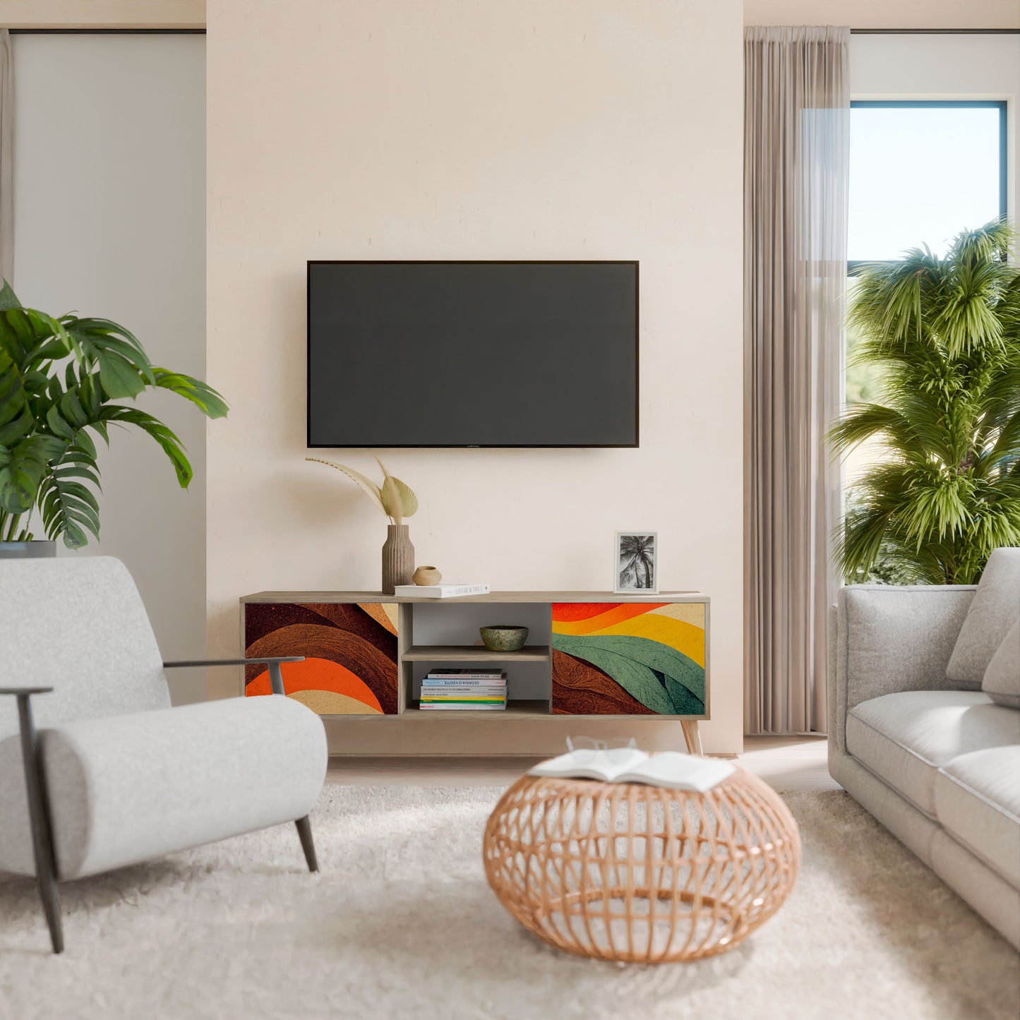 COLORFUL STRANDS 2-Door TV Cabinet