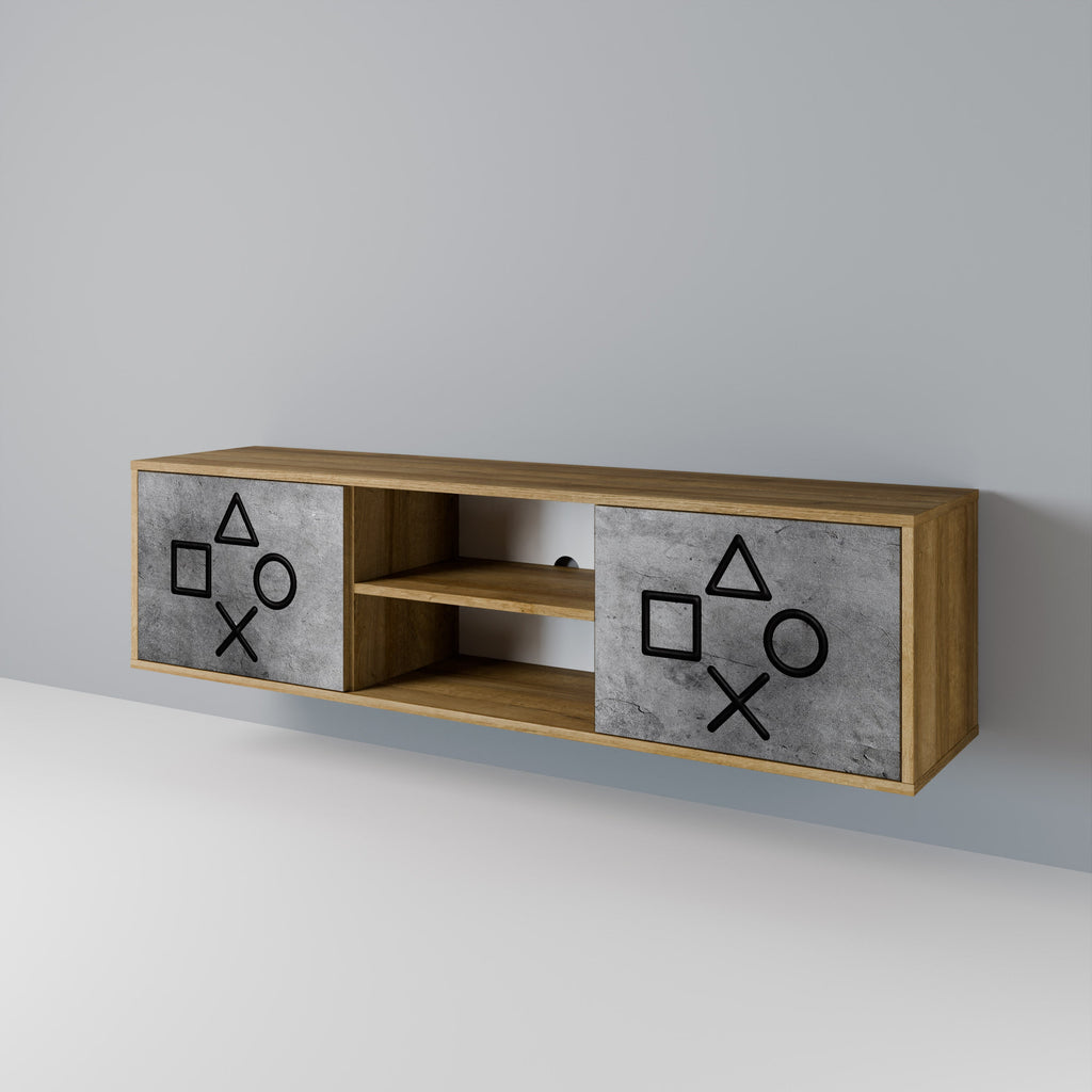 Meuble TV 2 portes GAMER CHOICE effet chêne