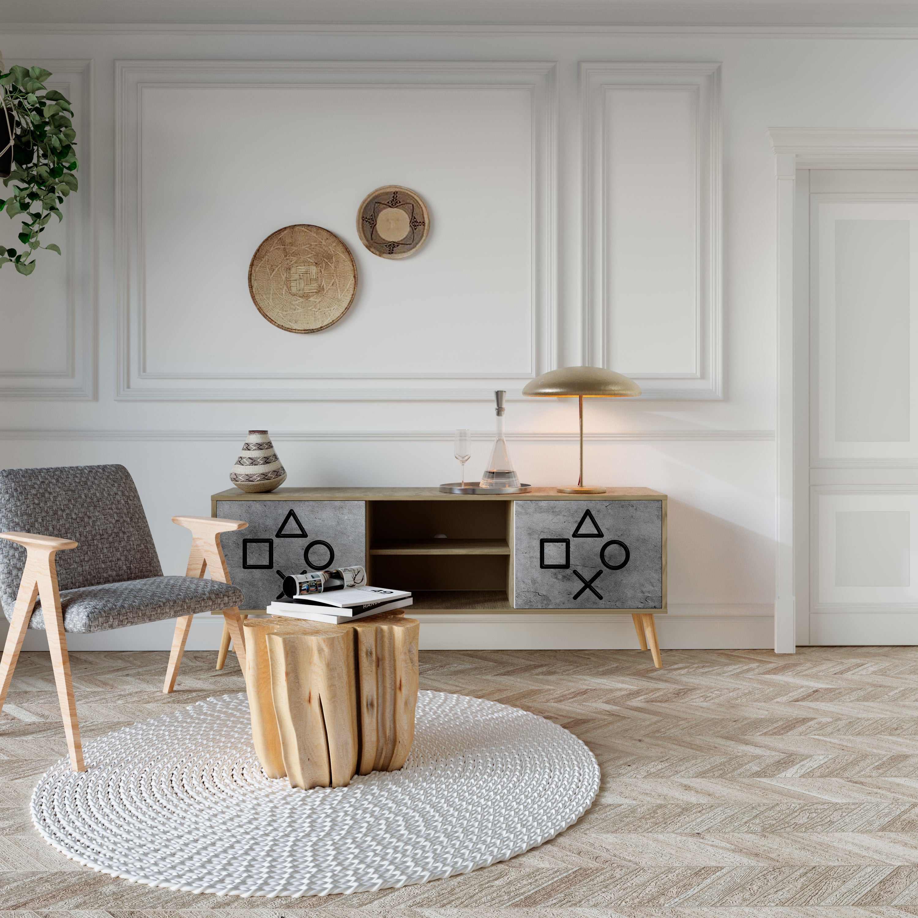 Meuble TV 2 portes GAMER CHOICE effet chêne