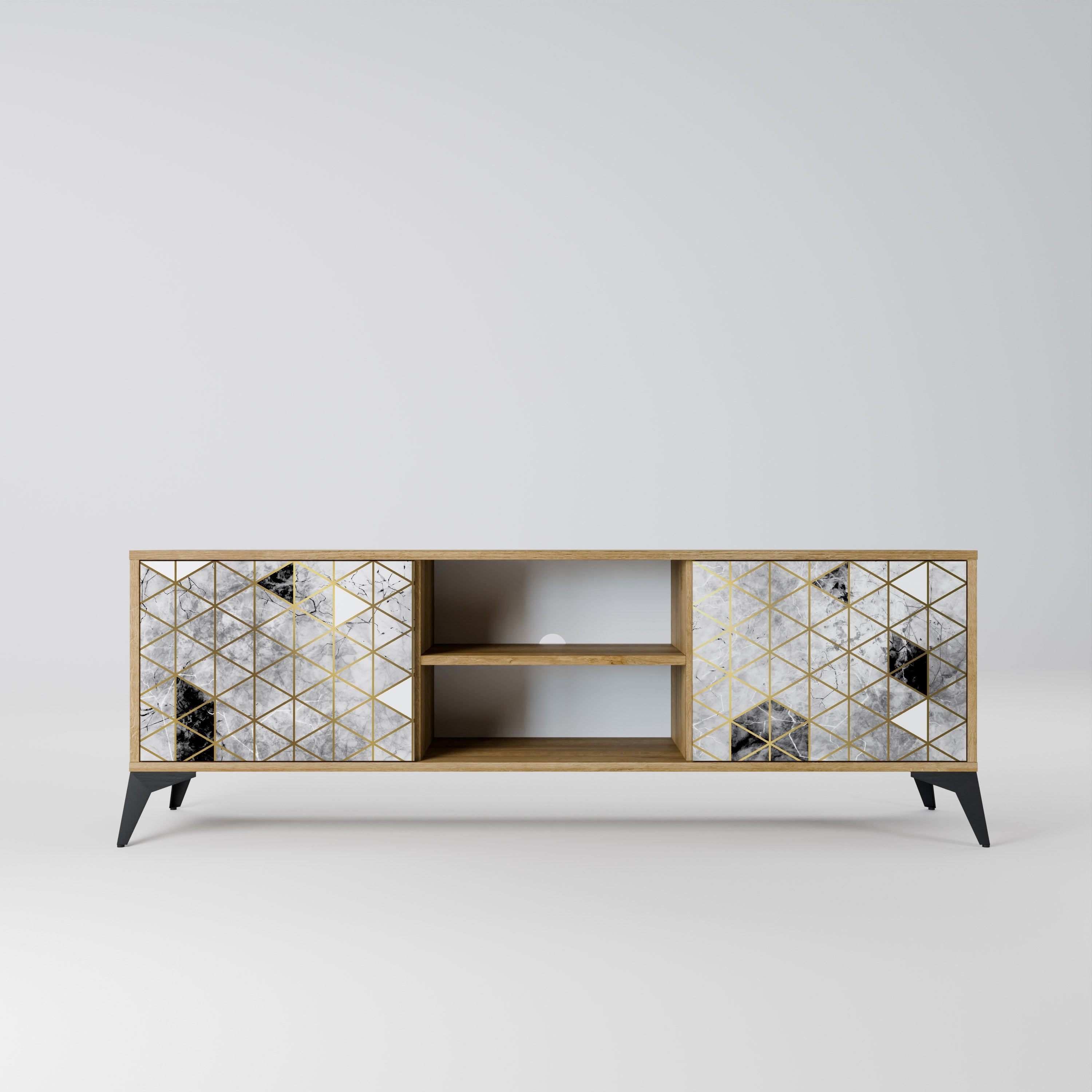 Meuble TV 2 portes ASHEN ARIA effet chêne