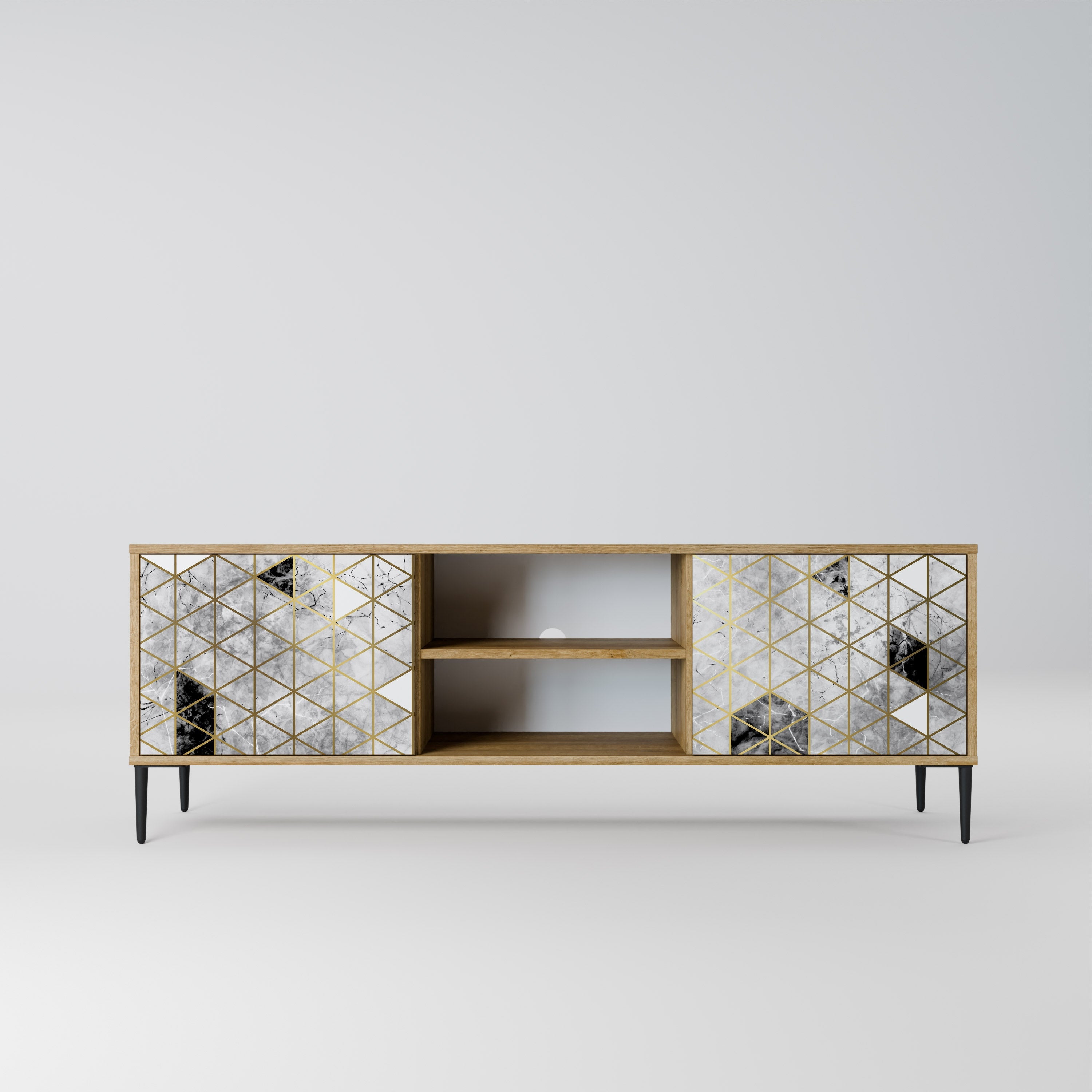 Meuble TV 2 portes ASHEN ARIA effet chêne