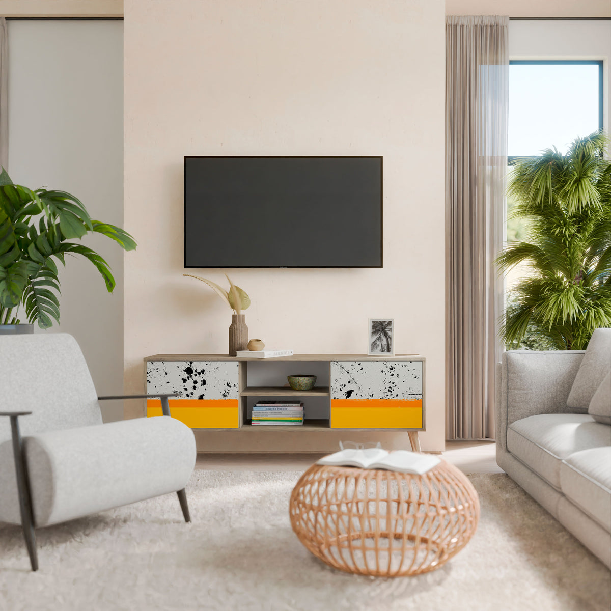 DYED BY ORANGE 2-Door TV Cabinet