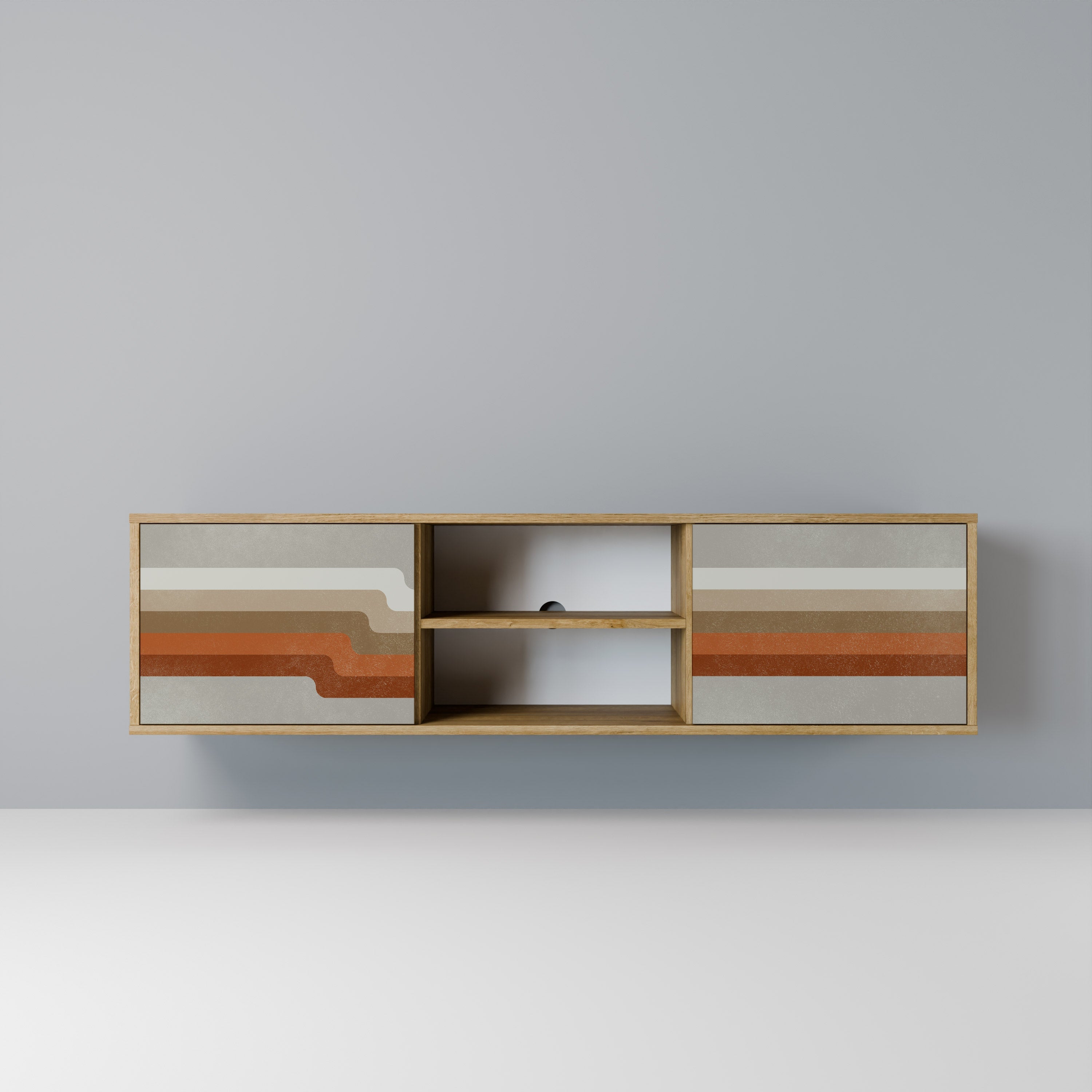 Meuble TV 2 portes PECULIAR TRAIL effet chêne