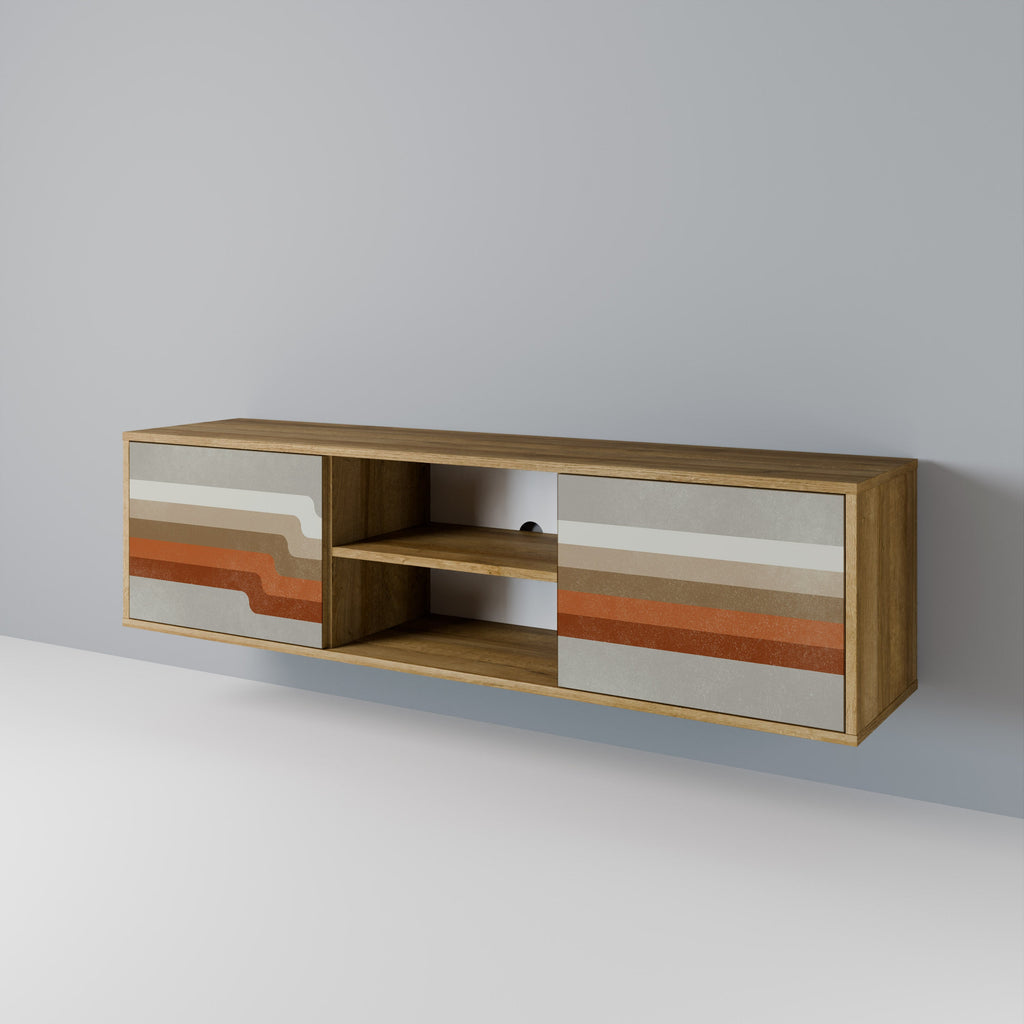 Meuble TV 2 portes PECULIAR TRAIL effet chêne