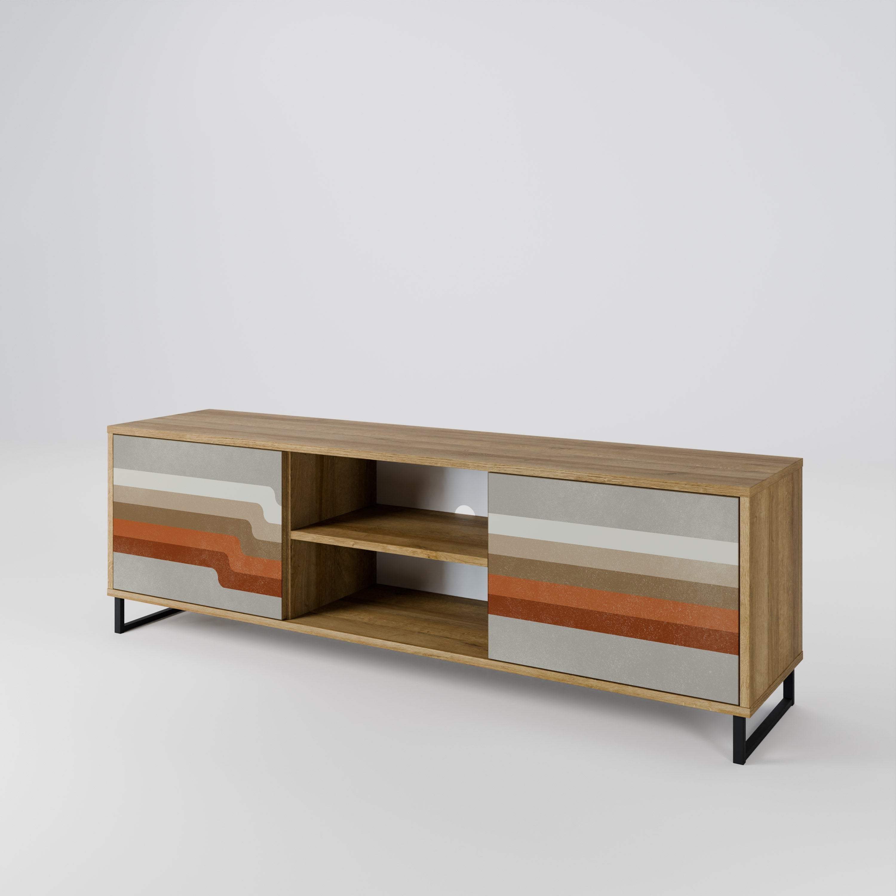 Meuble TV 2 portes PECULIAR TRAIL effet chêne