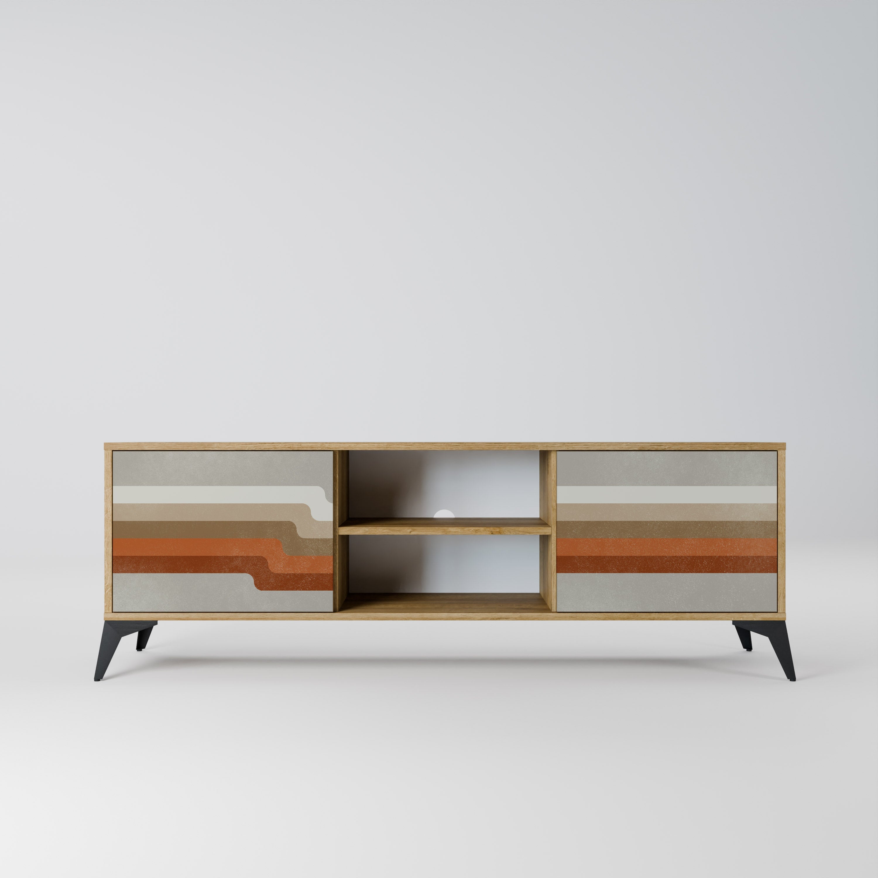 Meuble TV 2 portes PECULIAR TRAIL effet chêne