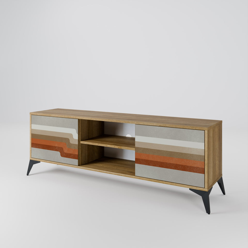 Meuble TV 2 portes PECULIAR TRAIL effet chêne