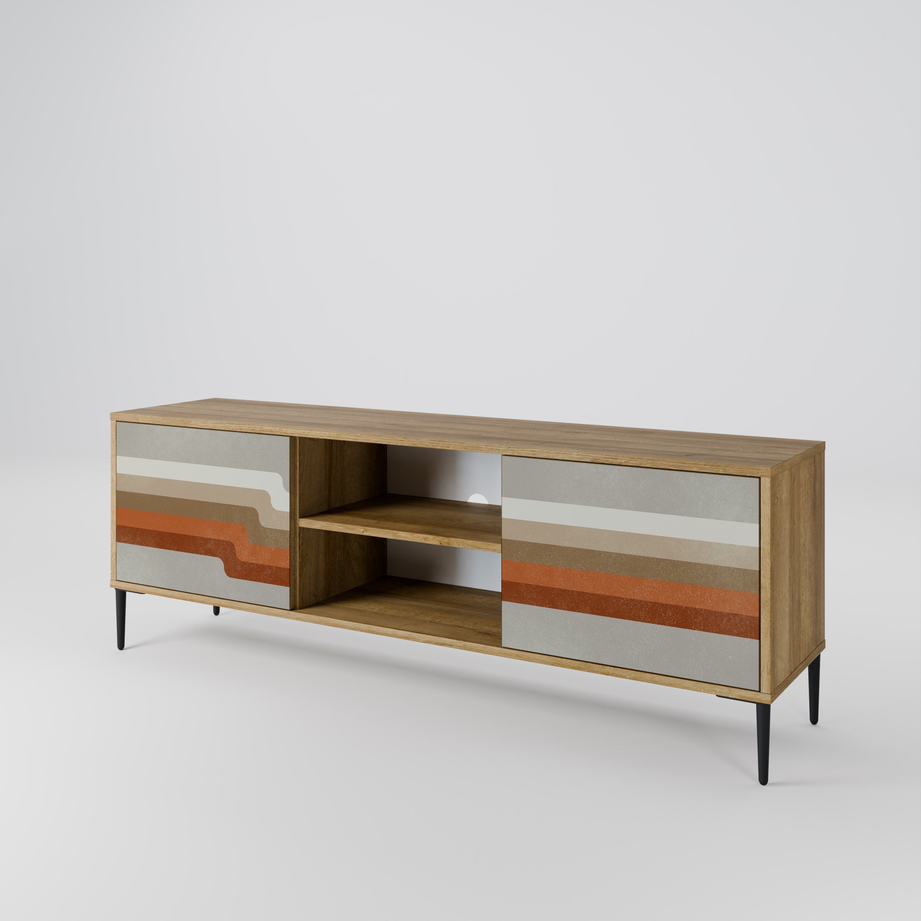 Meuble TV 2 portes PECULIAR TRAIL effet chêne