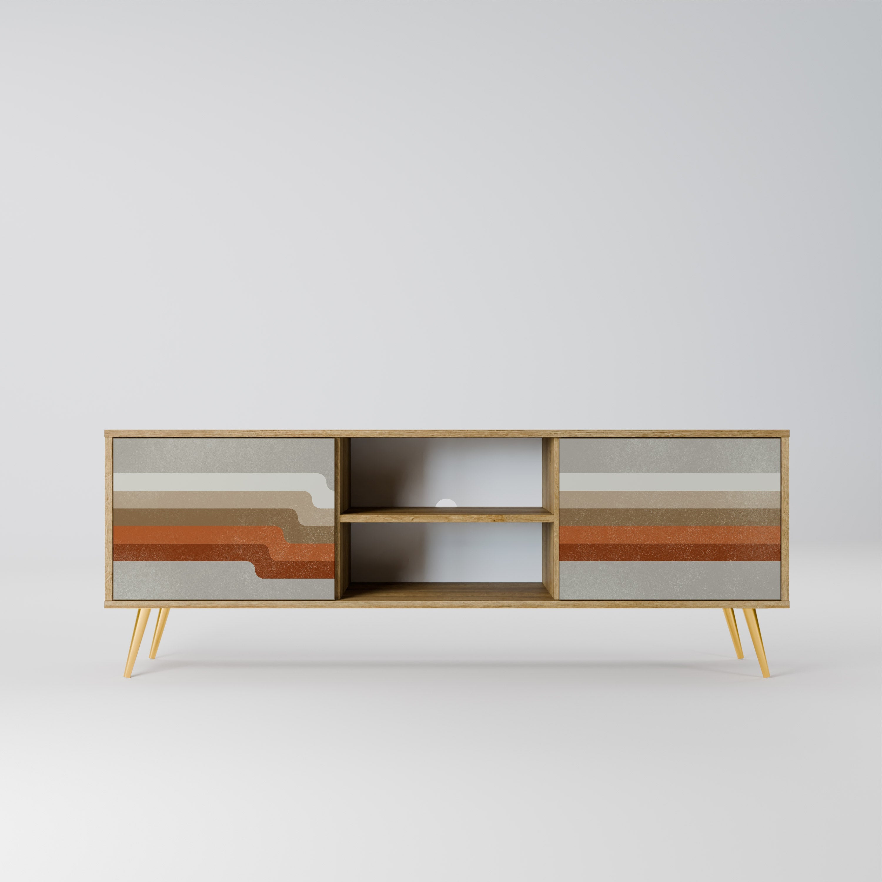 Meuble TV 2 portes PECULIAR TRAIL effet chêne