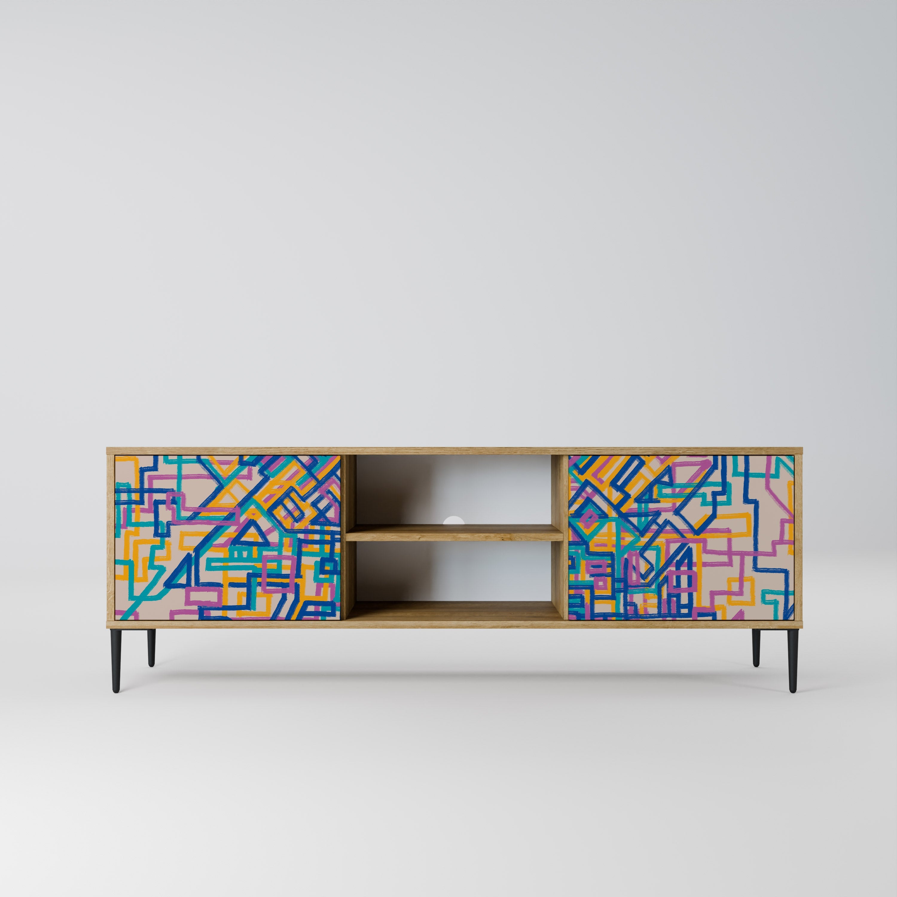 Meuble TV 2 portes MEMORIES MAP effet chêne