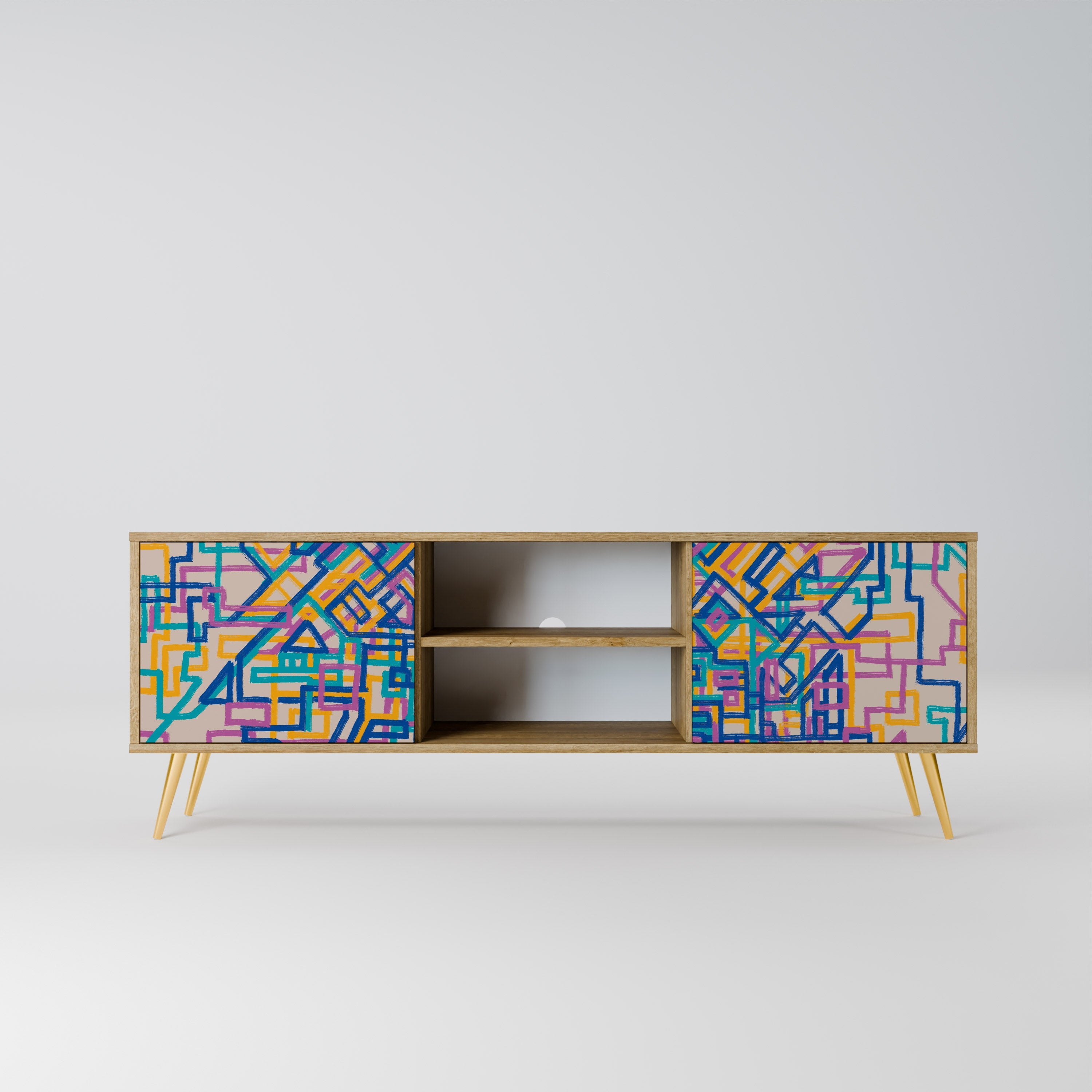 Meuble TV 2 portes MEMORIES MAP effet chêne