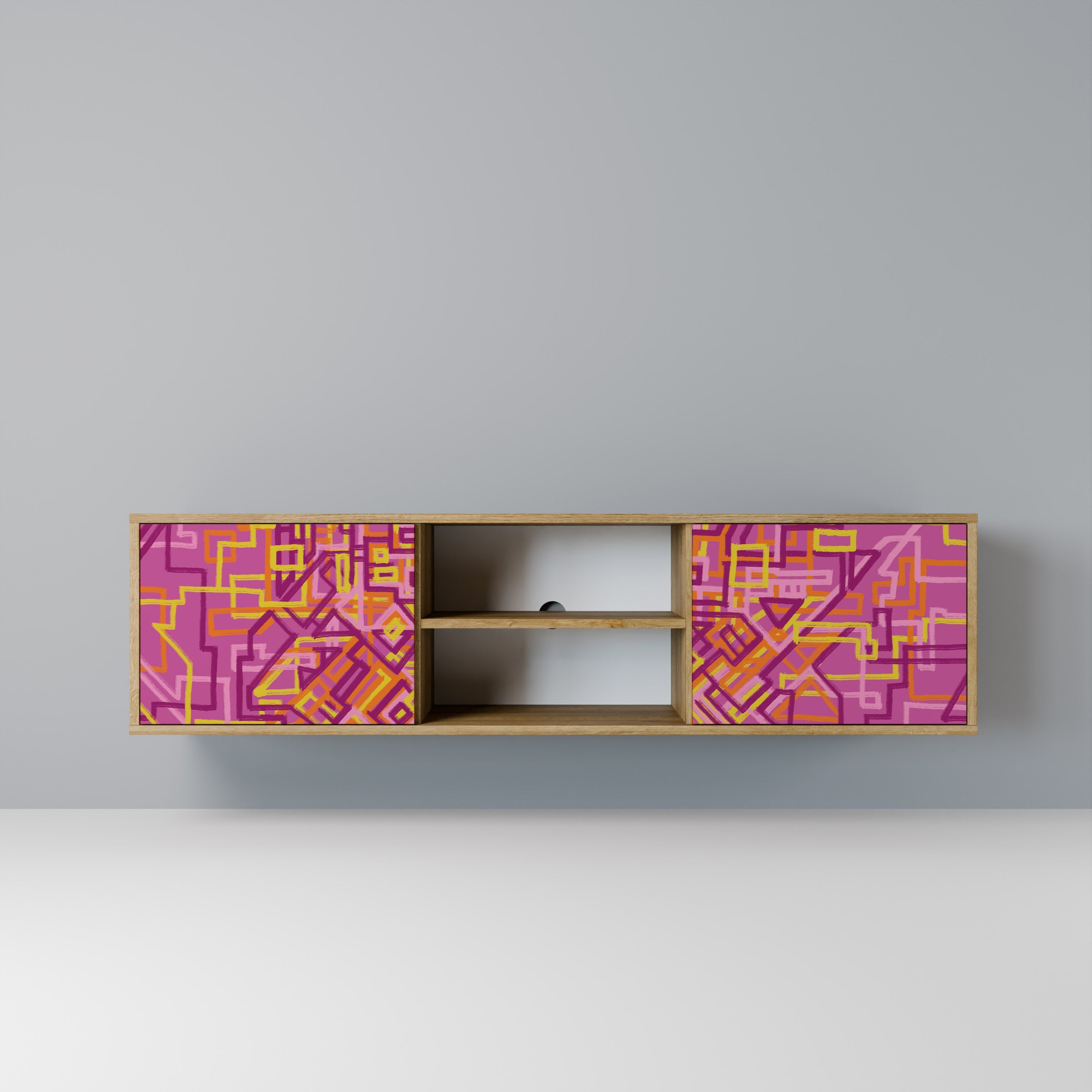 Meuble TV 2 portes LOVELY MEMORIES effet chêne