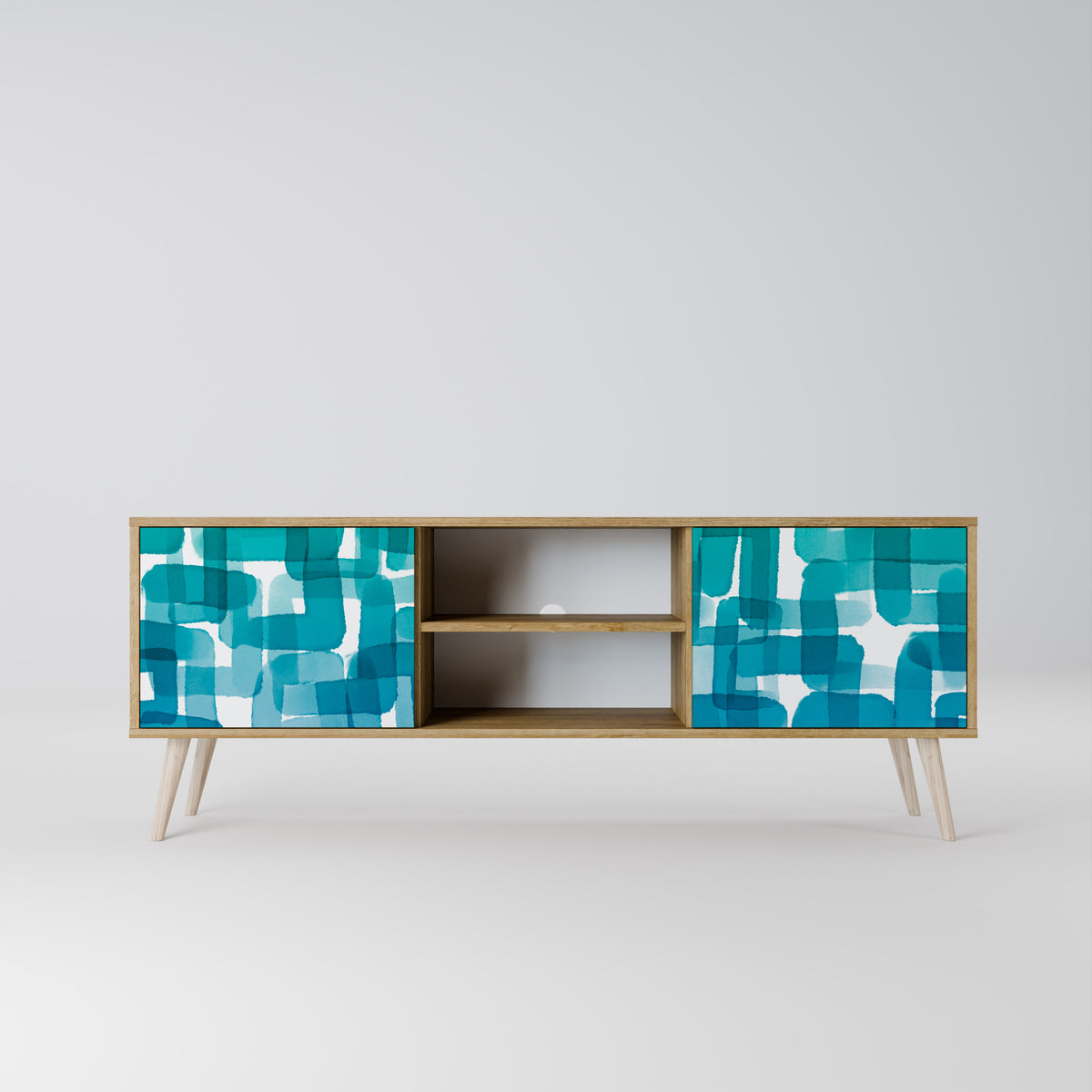 TURQUOISE RECTANGLES 2-Door TV Cabinet