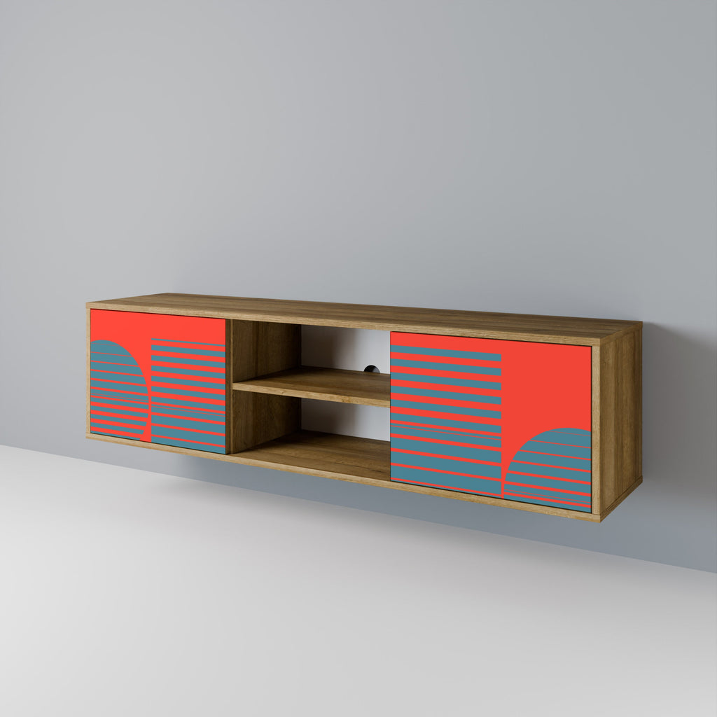 Meuble TV 2 portes RISING GEOMETRY STARS effet chêne