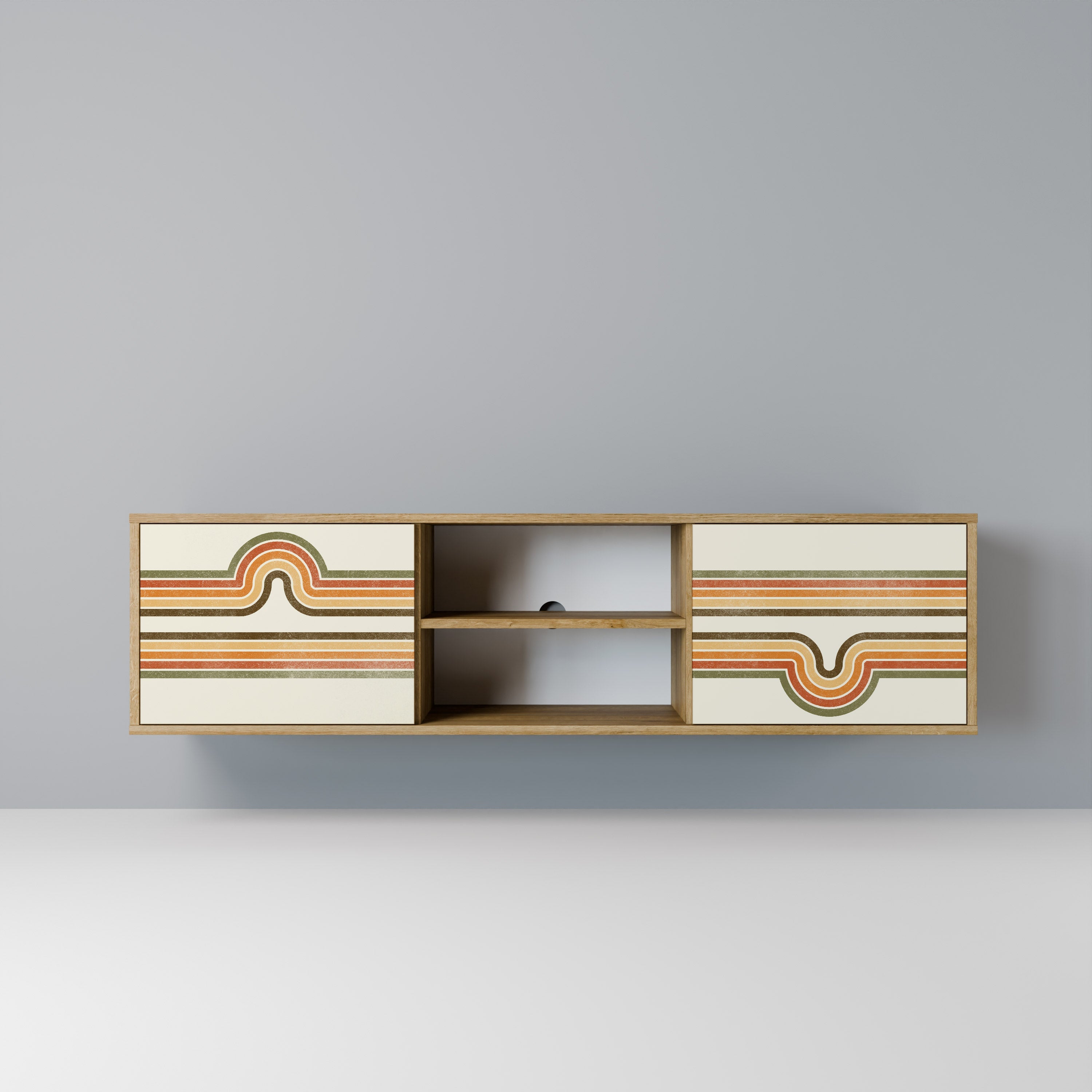 Meuble TV 2 portes EXCEPTIONNEL STREAM effet chêne