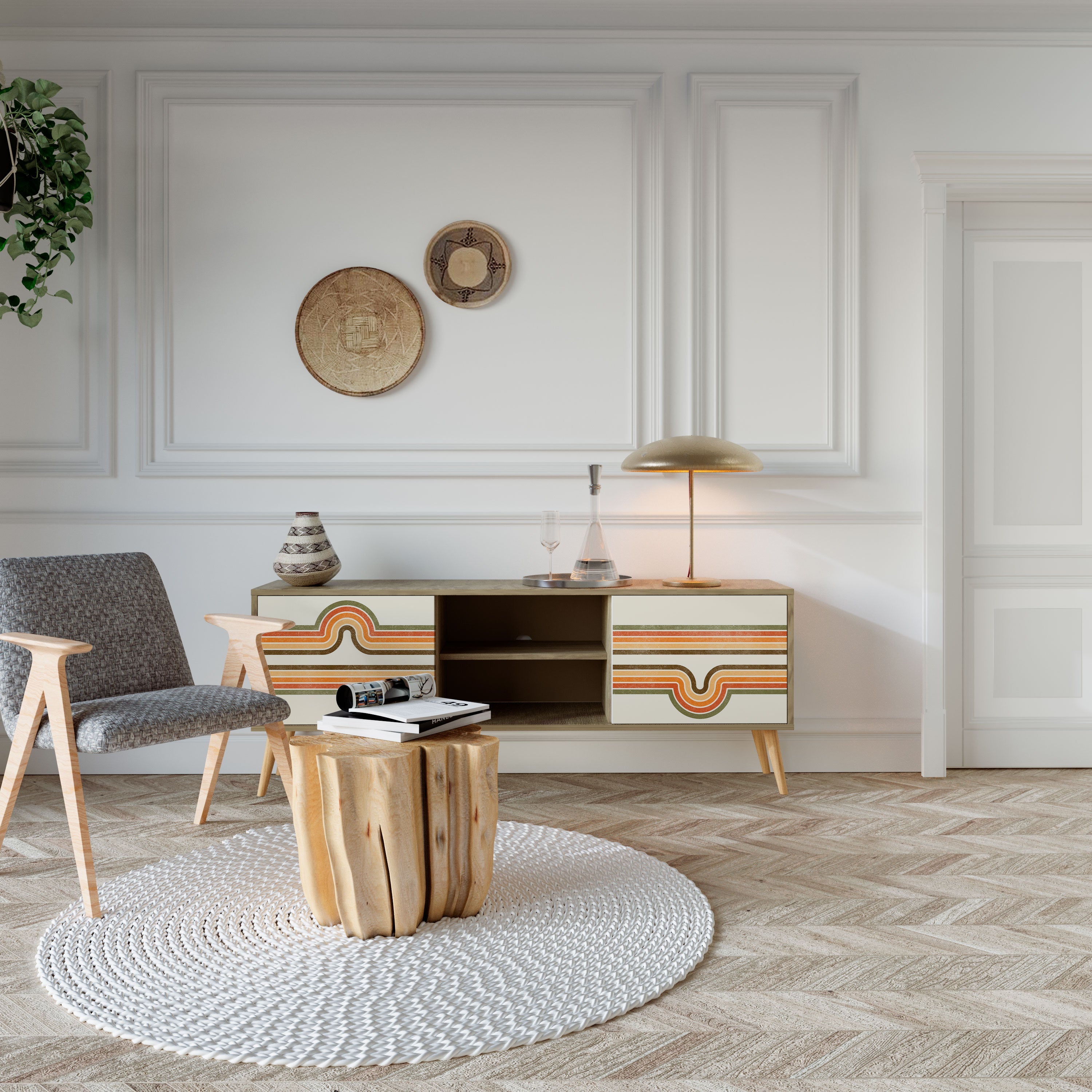 Meuble TV 2 portes EXCEPTIONNEL STREAM effet chêne