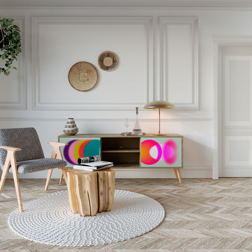 Meuble TV 2 portes SYMPHONY OF COLORS effet chêne