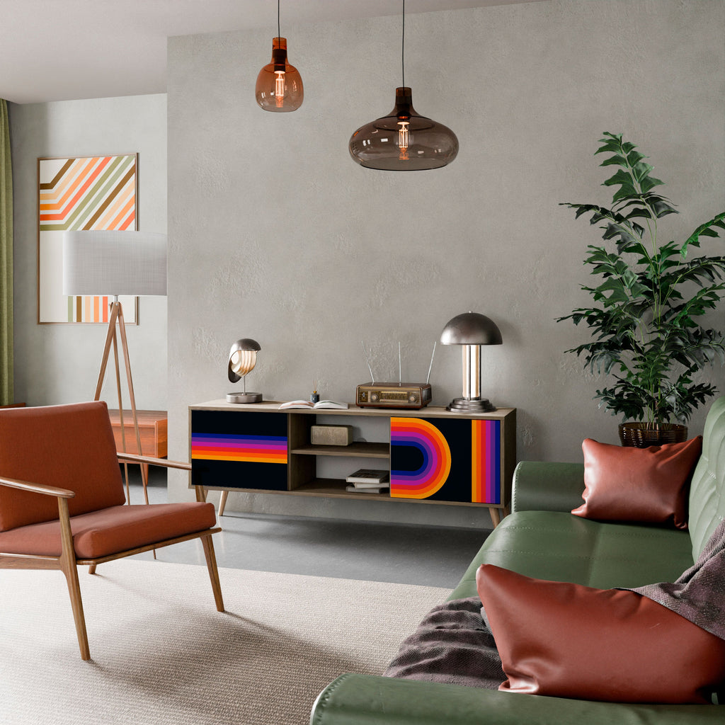 Meuble TV 2 portes BLINDED BY THE LIGHTS effet chêne