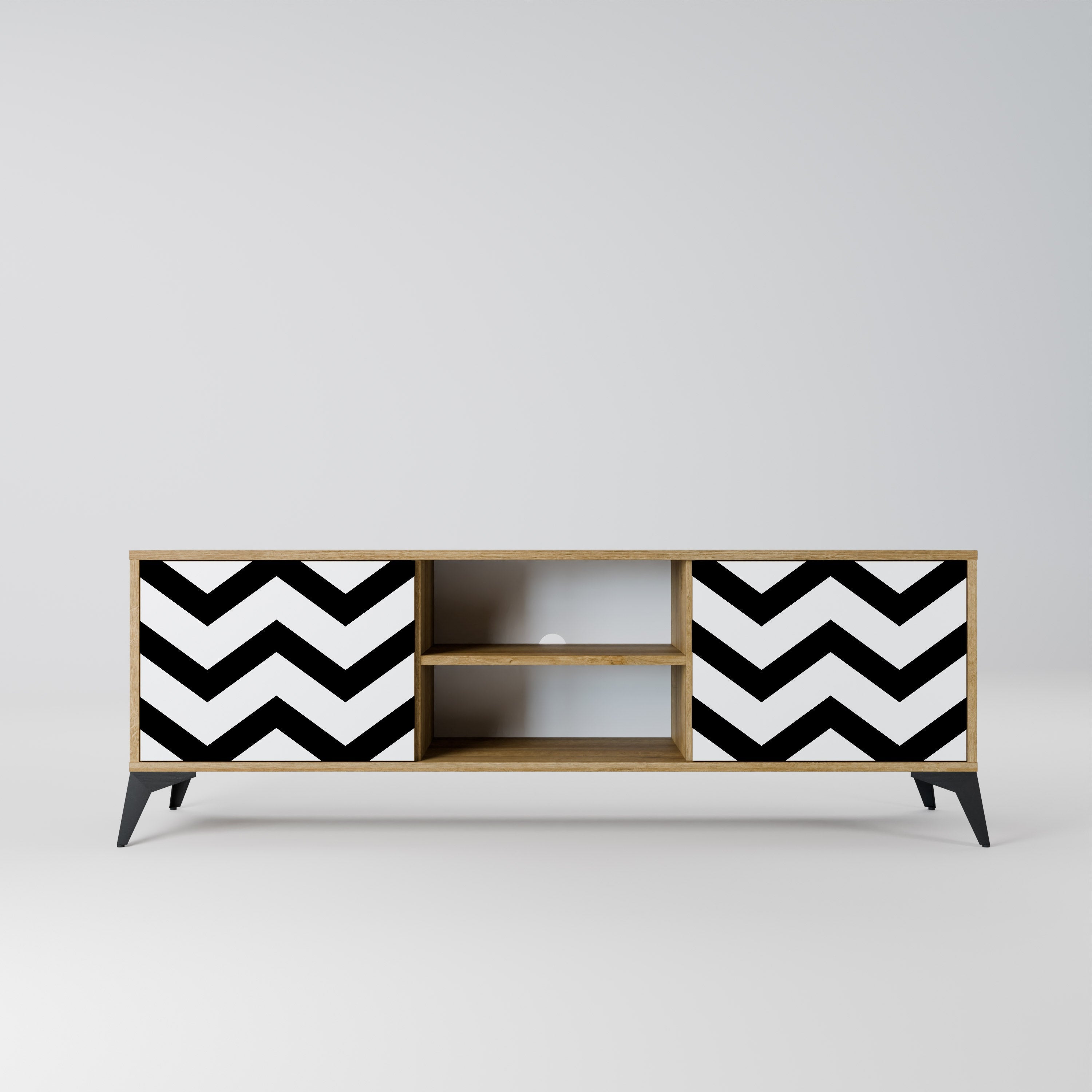 CLASSIC ZIG ZAG 2-Door TV Stand in Oak Effect