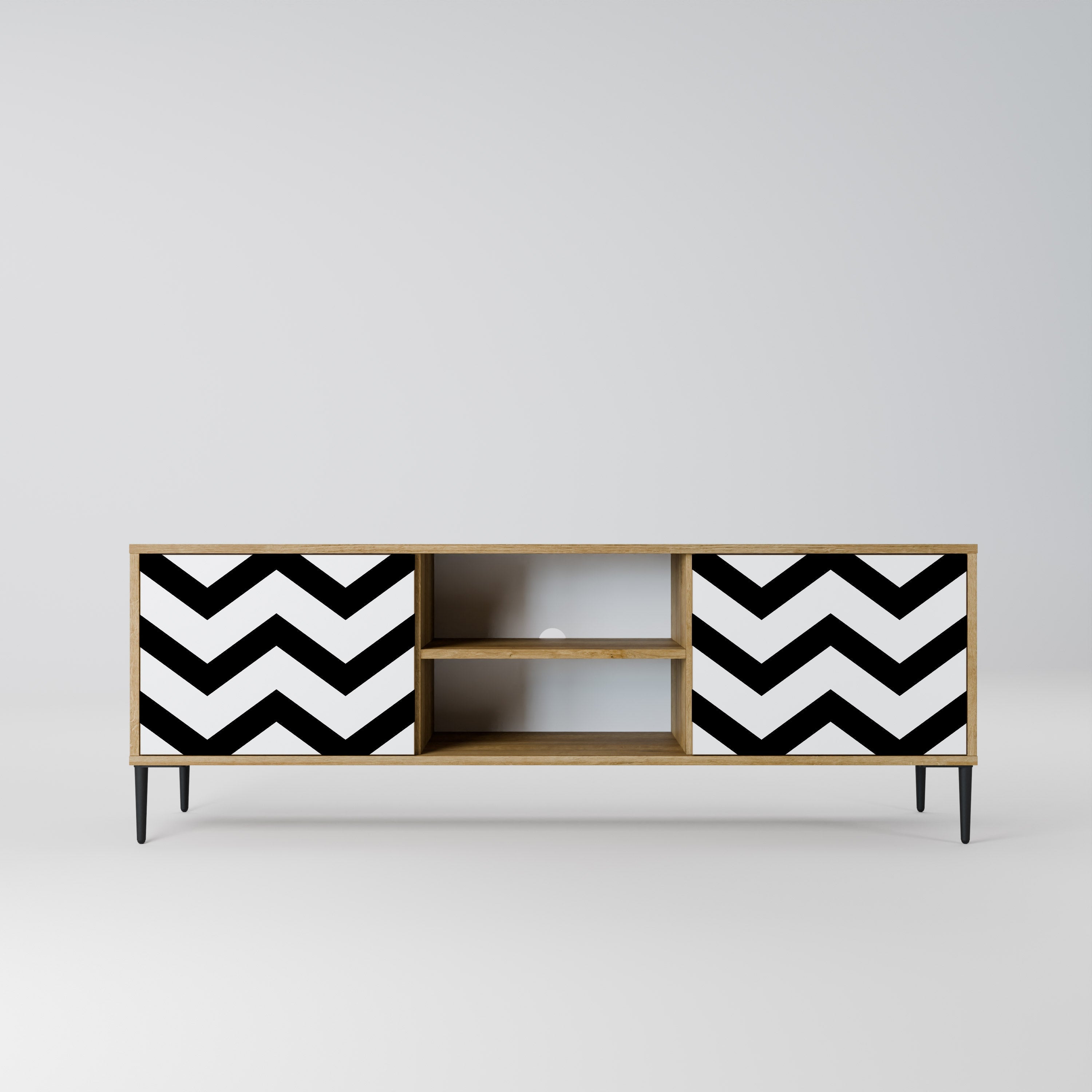 CLASSIC ZIG ZAG 2-Door TV Stand in Oak Effect
