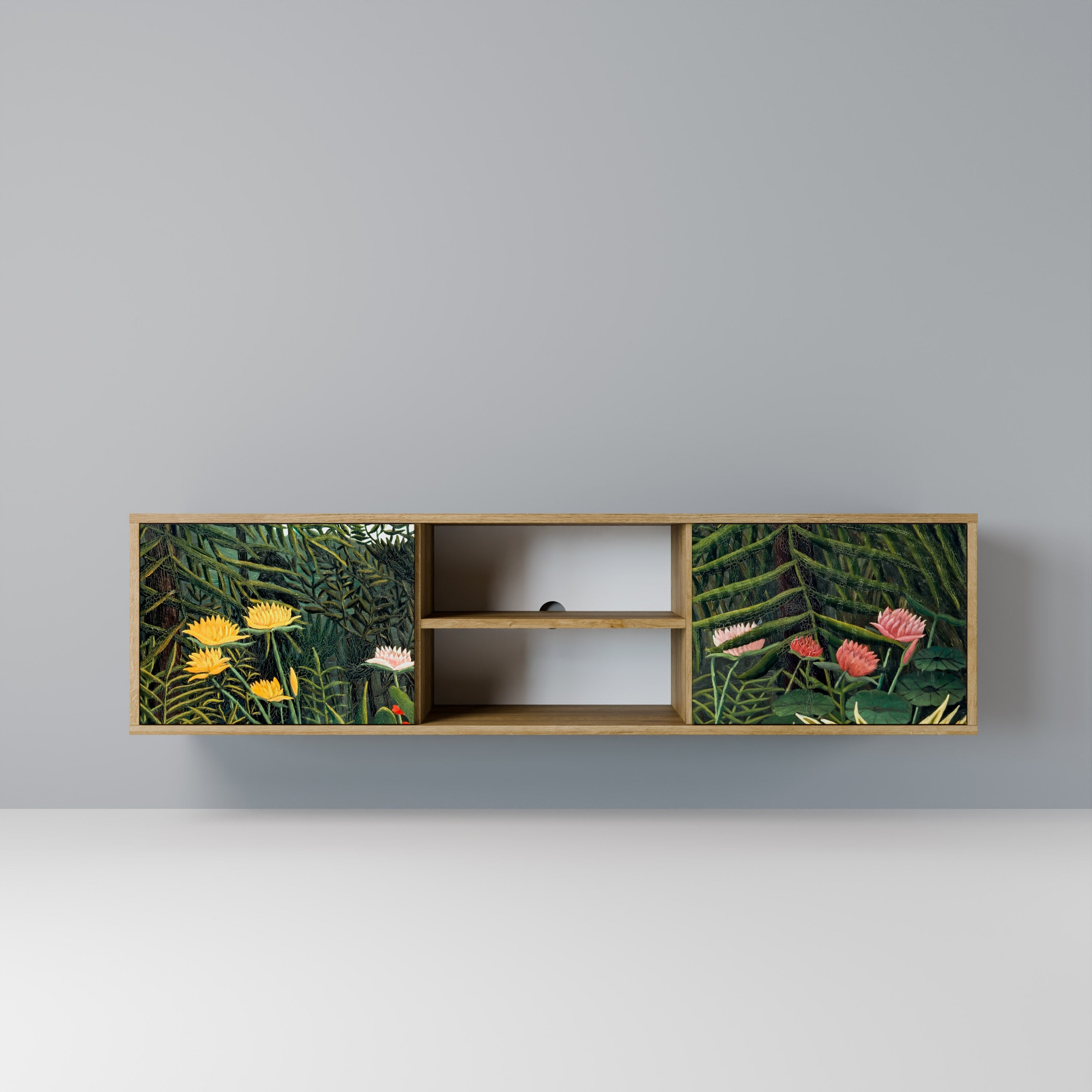 VIRGIN FOREST WITH SUNSET 2-Door TV Stand in Oak Effect
