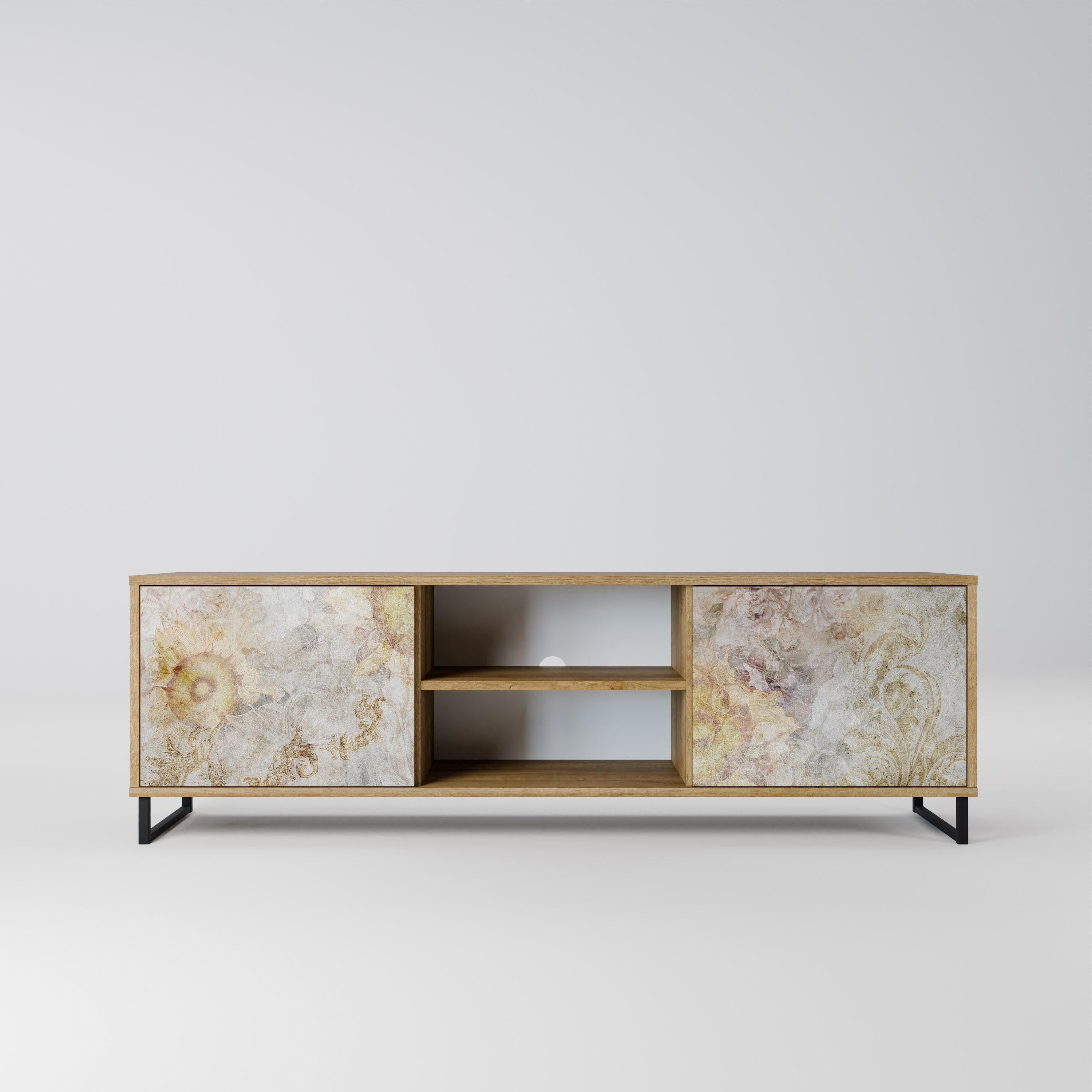 SUNFLOWER BLUR 2-Door TV Stand in Oak Effect