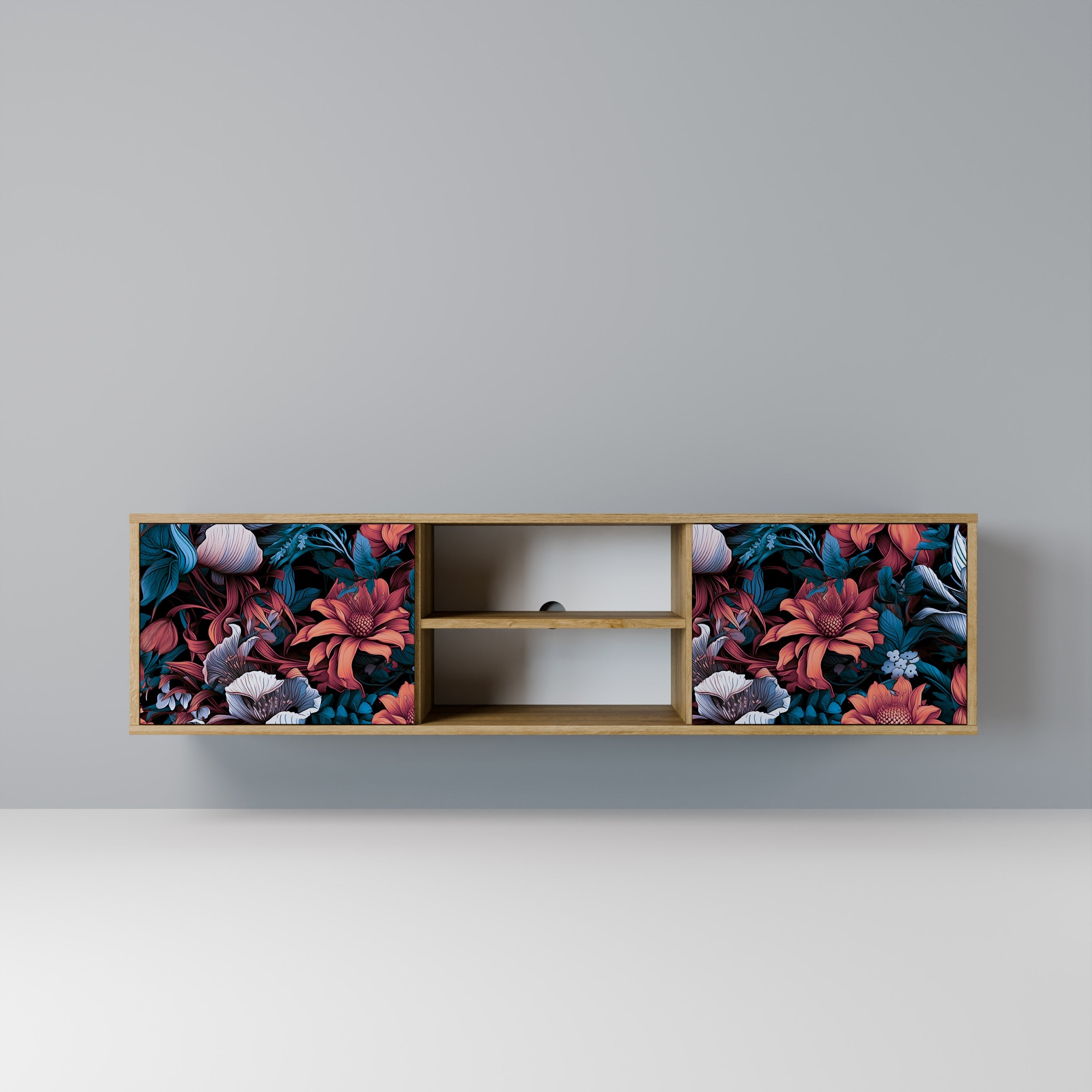 ETHEREAL BLOSSOMS 2-Door TV Stand in Oak Effect