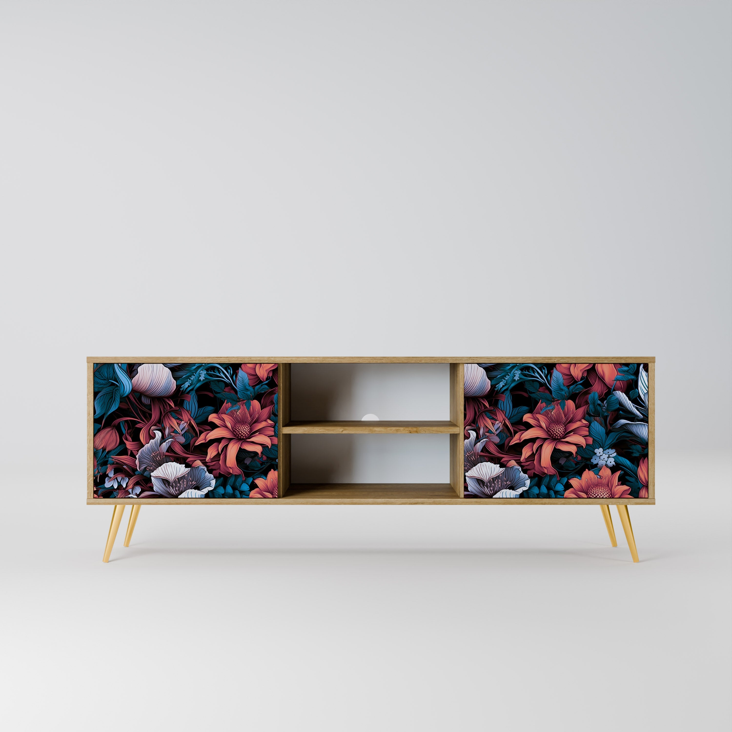 ETHEREAL BLOSSOMS 2-Door TV Stand in Oak Effect