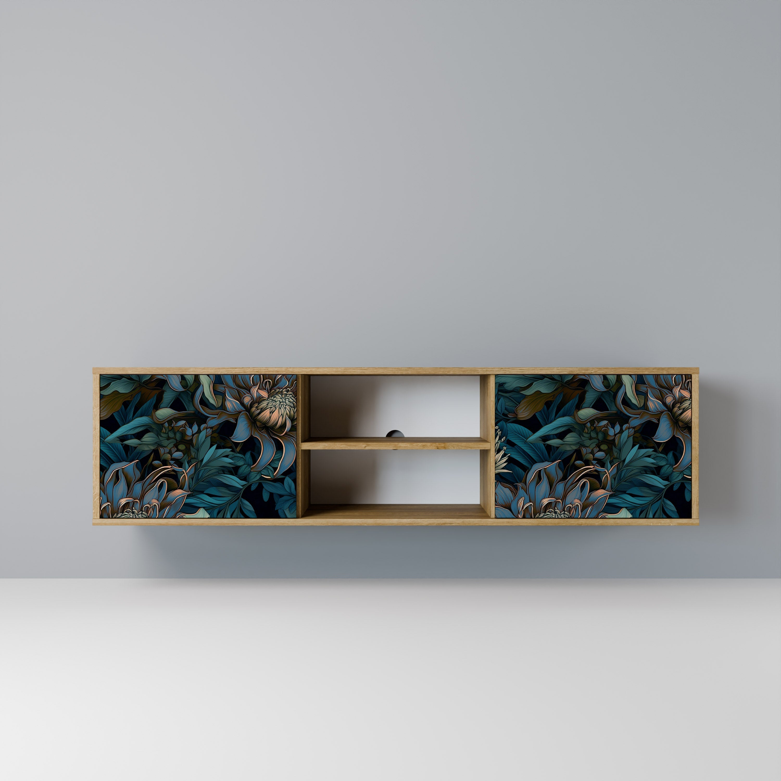 TWILIGHT BLOOM 2-Door TV Stand in Oak Effect