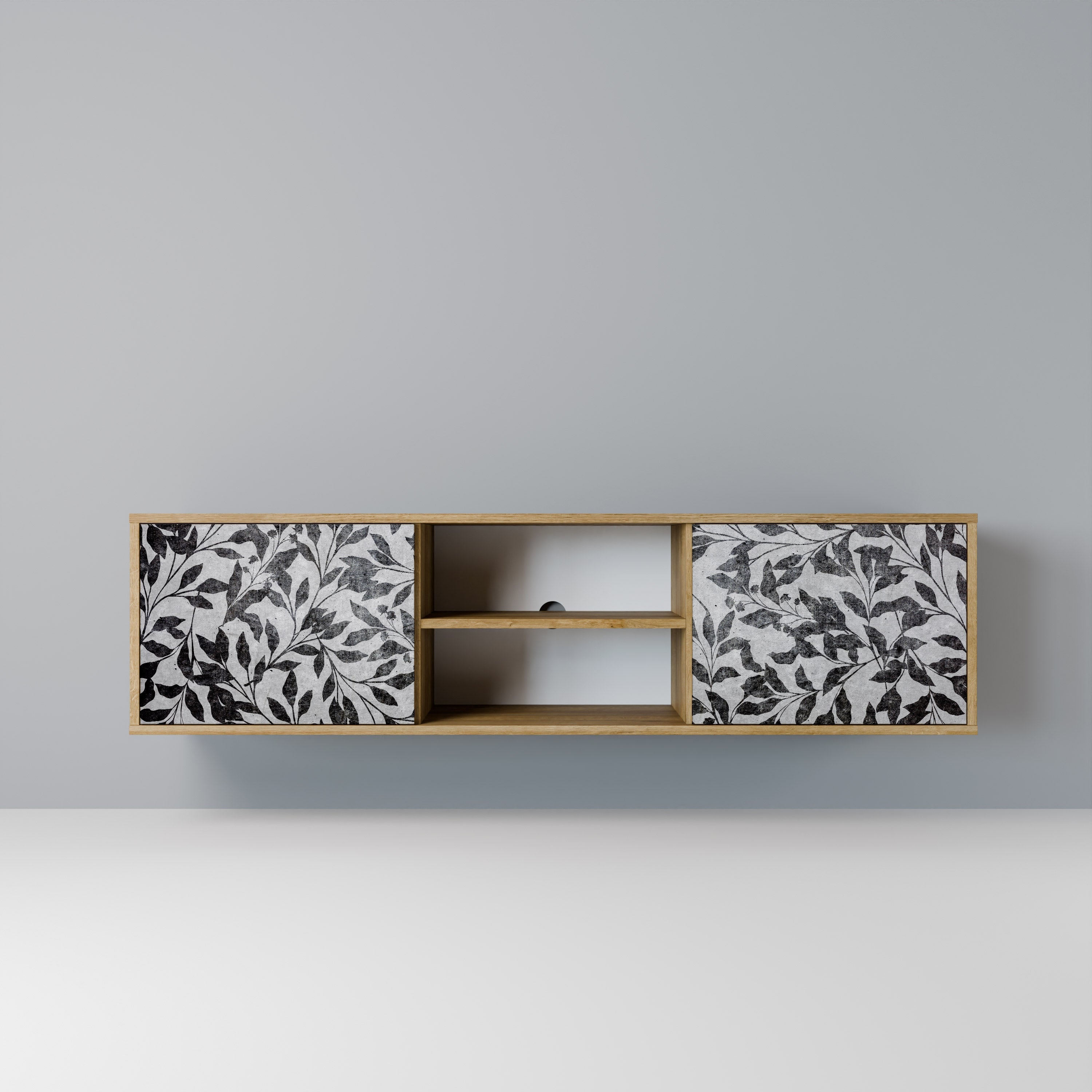 Meuble TV 2 portes CHARCOAL SPROUT effet chêne