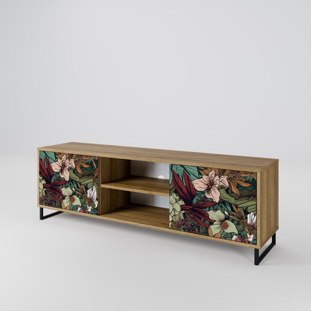 BOTANICAL EMERGENCE 2-Door TV Stand in Oak Effect