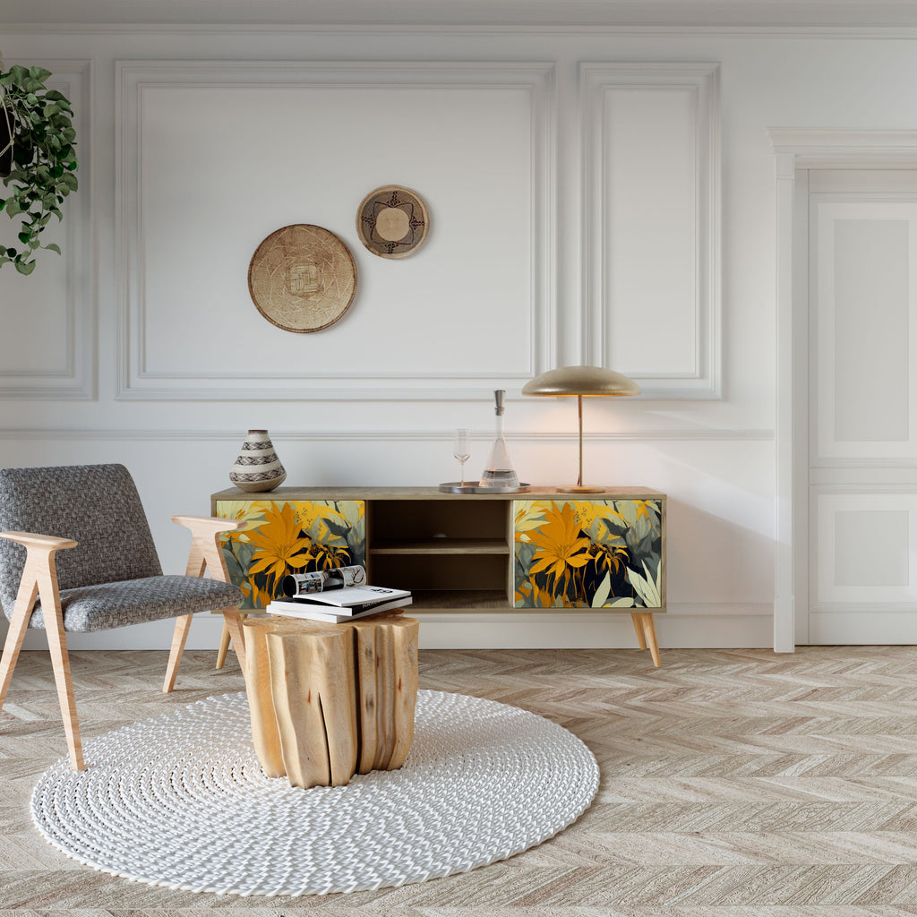 Meuble TV 2 portes SUNKISSED LILY effet chêne