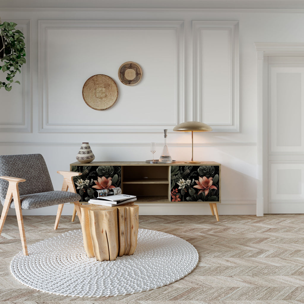 Meuble TV 2 portes SECRET VERDURE effet chêne