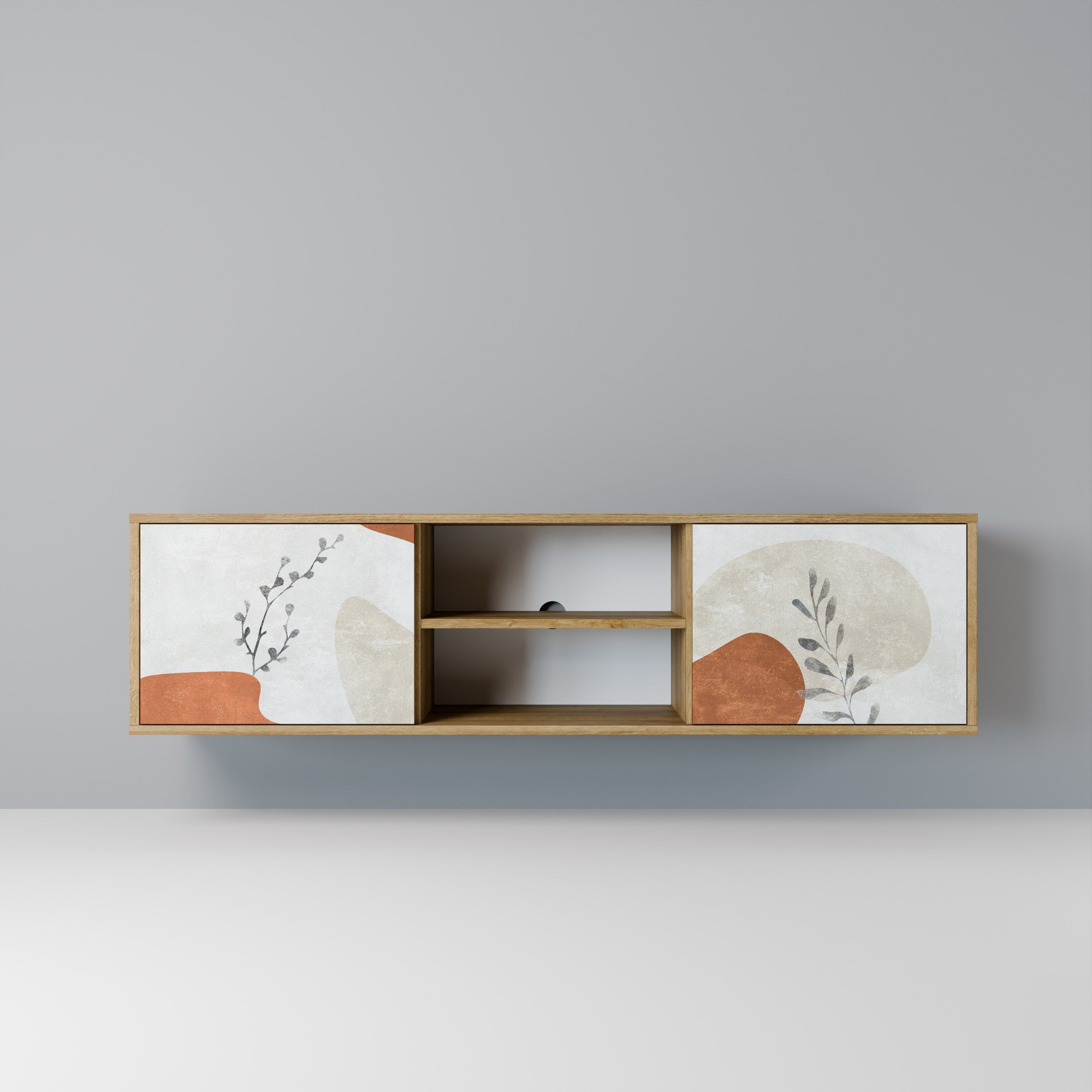 TRANQUIL TWIG 2-Door TV Stand in Oak Effect