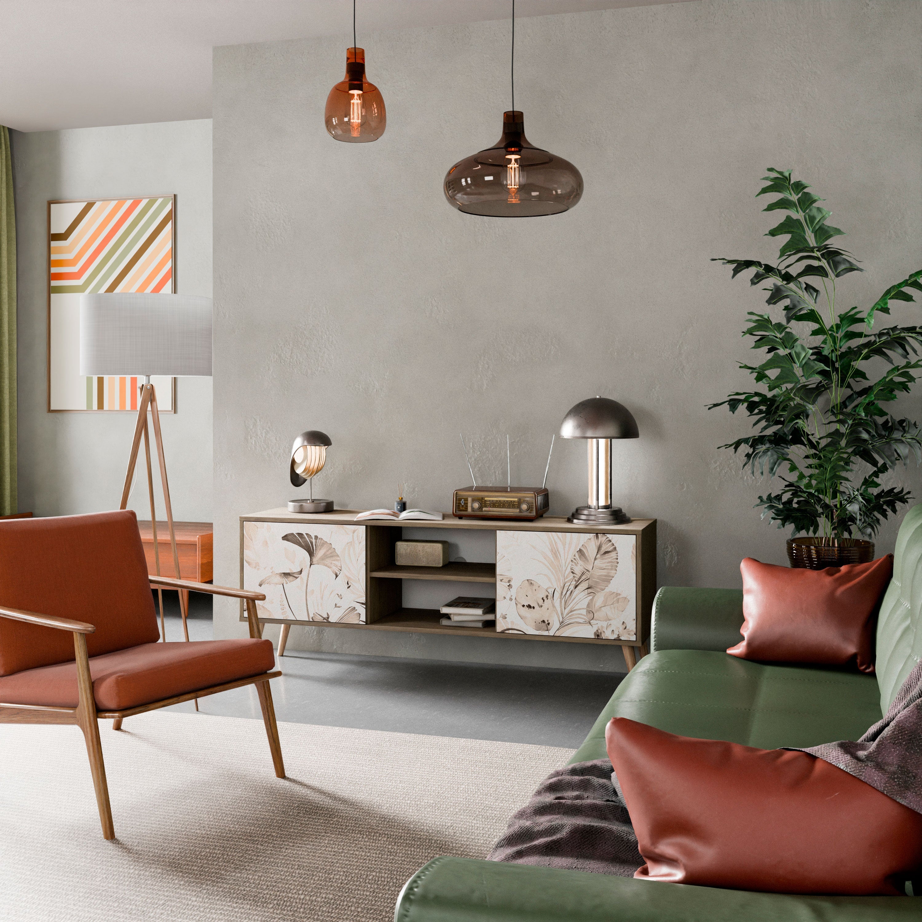 Meuble TV 2 portes WILD TENDERNESS effet chêne